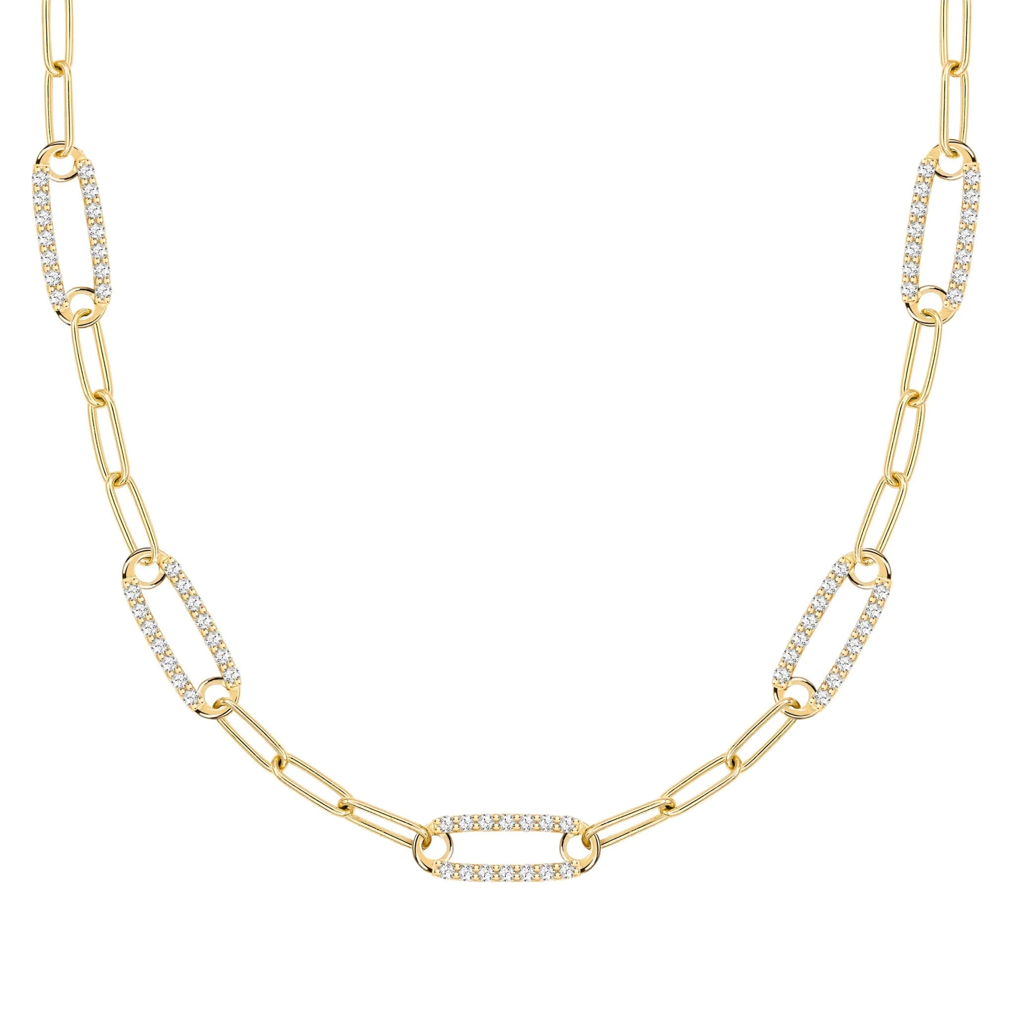 Adelaide 5 Pavé White Topaz Link Necklace in 14k Gold (April)
