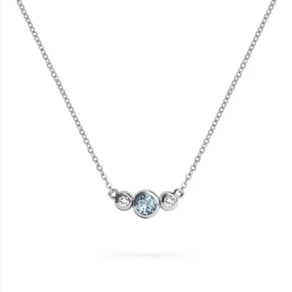 Barrington Aquamarine Necklace with Diamond Side Stones (March) - Image 7