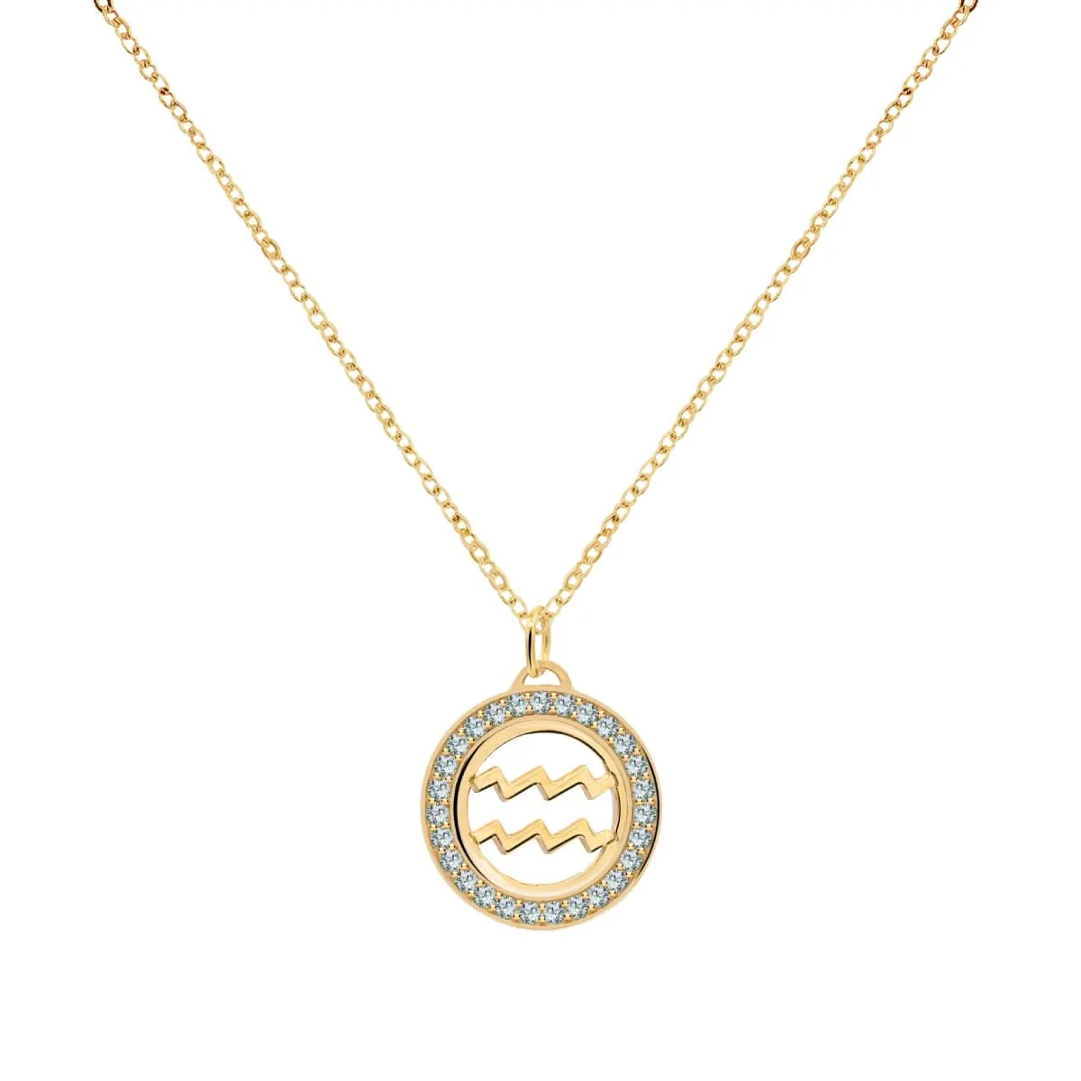 Aquarius & Birthstone Pendant in 14k Gold - Image 5