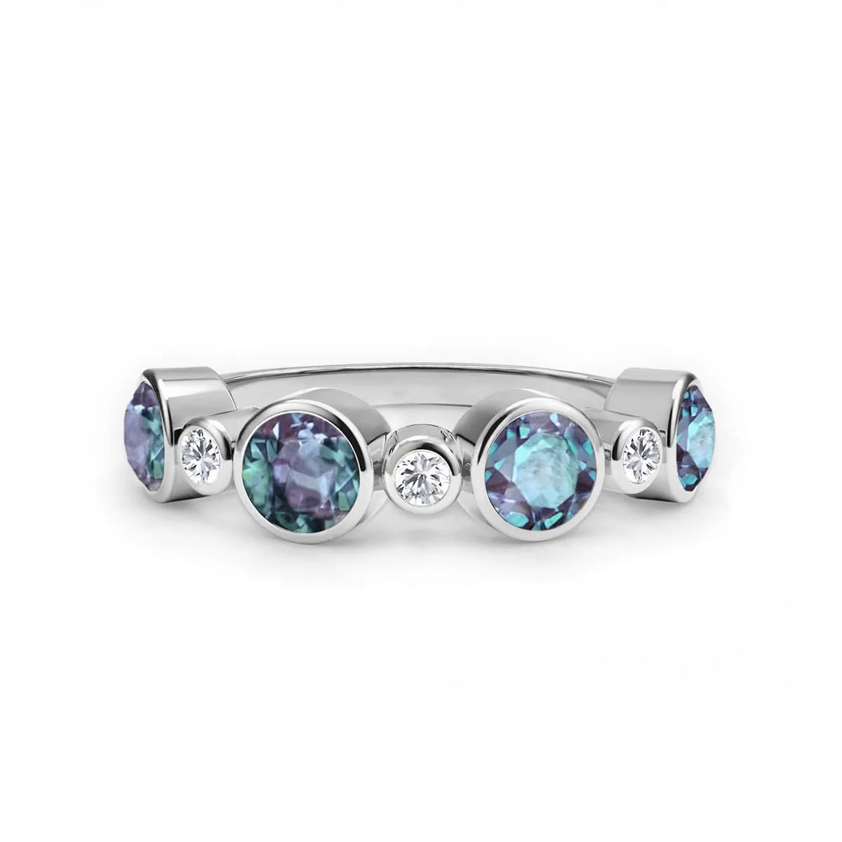Barrington Alexandrite Band Ring with Diamonds in 14k Gold (June) - Image 5