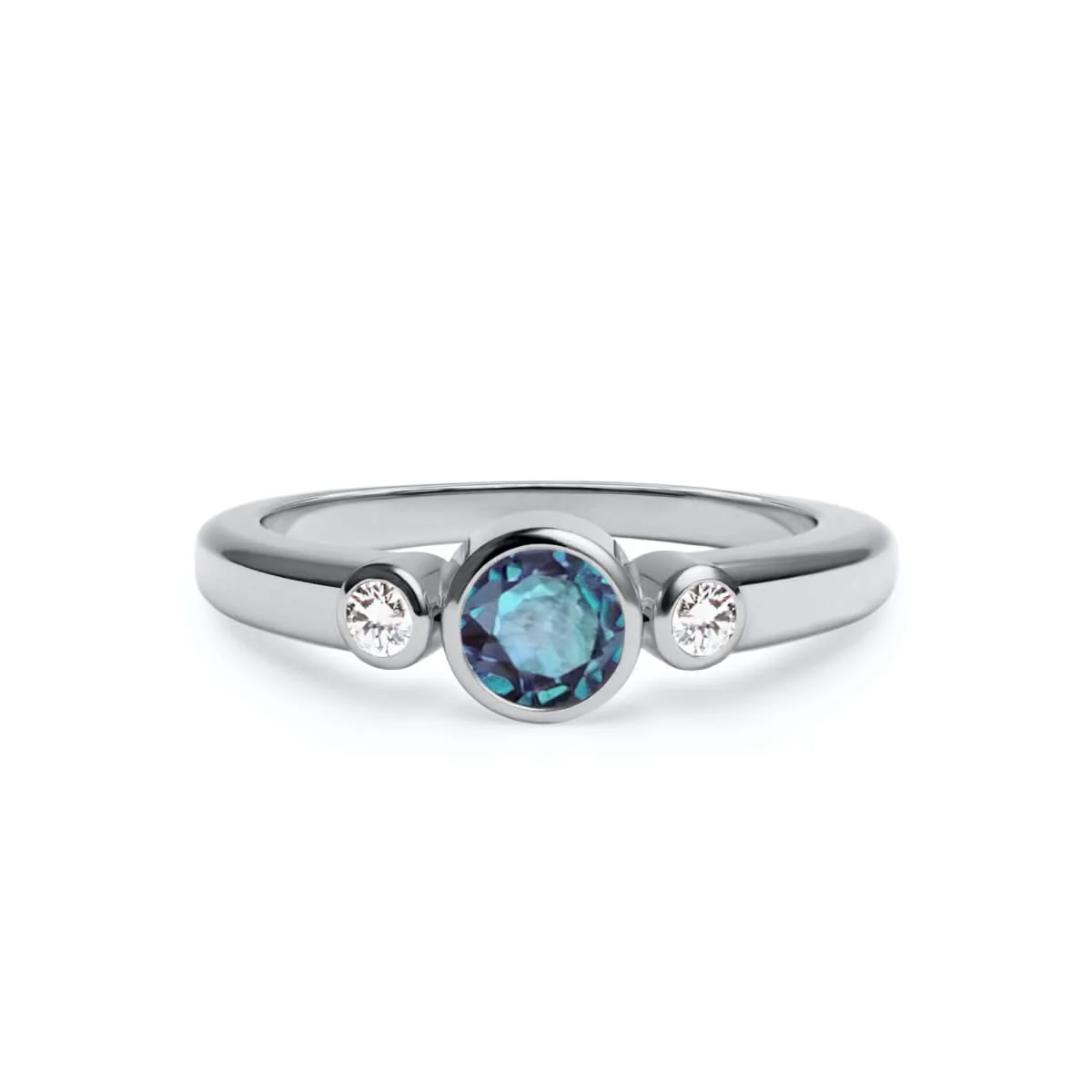 Barrington Alexandrite Ring with Diamond Side Stones in 14k Gold (June) - Image 5