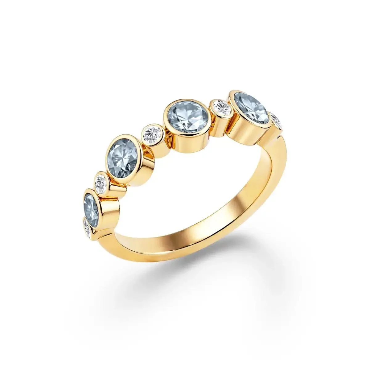 Barrington Aquamarine Band Ring with Diamonds in 14k Gold (March) - Image 4