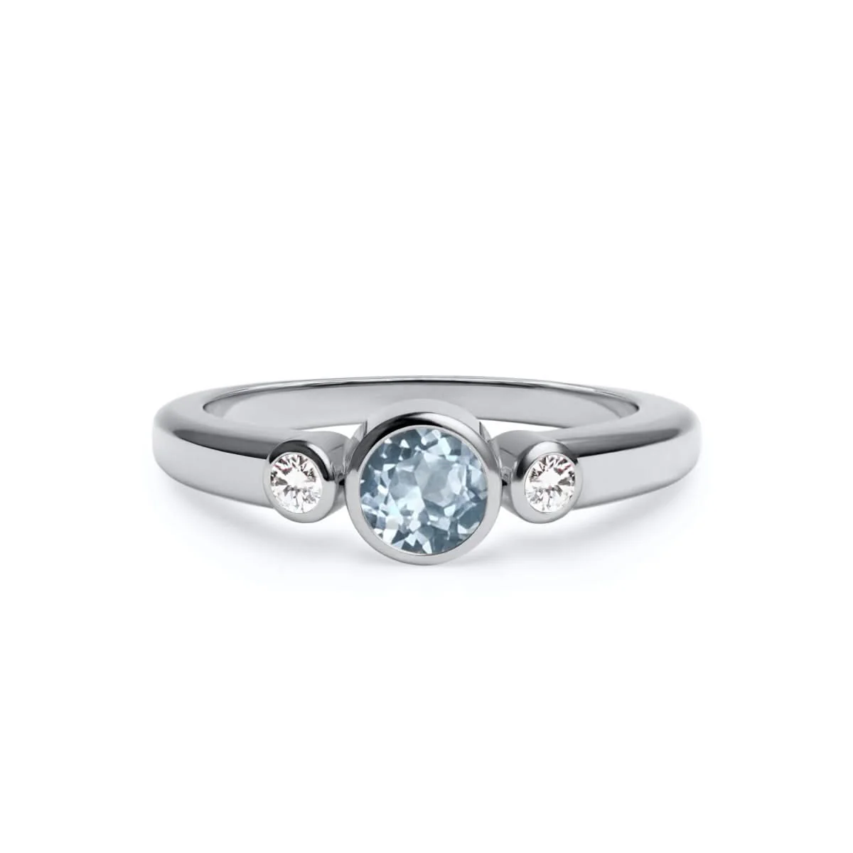 Barrington Aquamarine Ring with Diamond Side Stones in 14k Gold (March) - Image 5