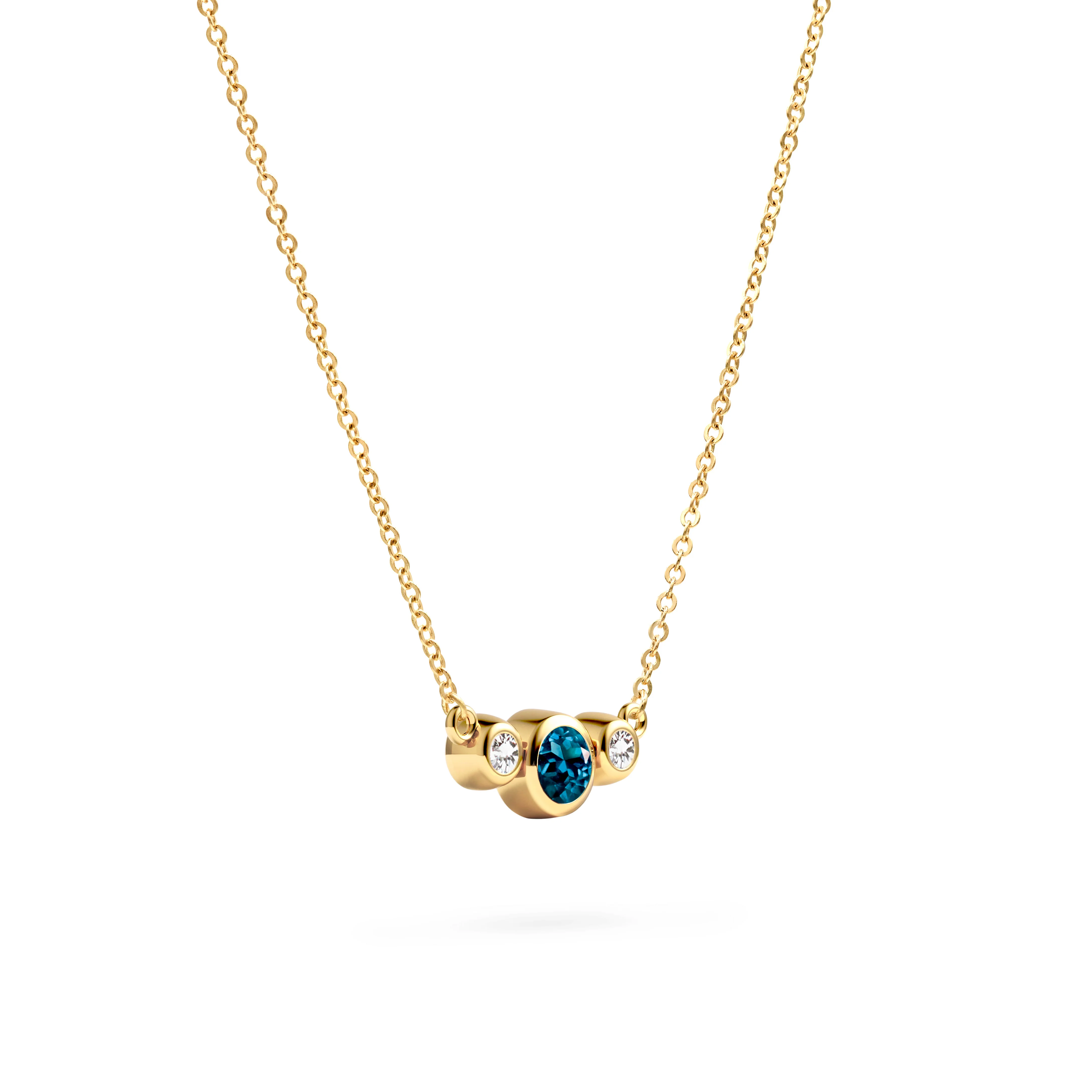 Barrington Atlantic Blue Topaz Necklace with Diamond Side Stones (December) - Image 4