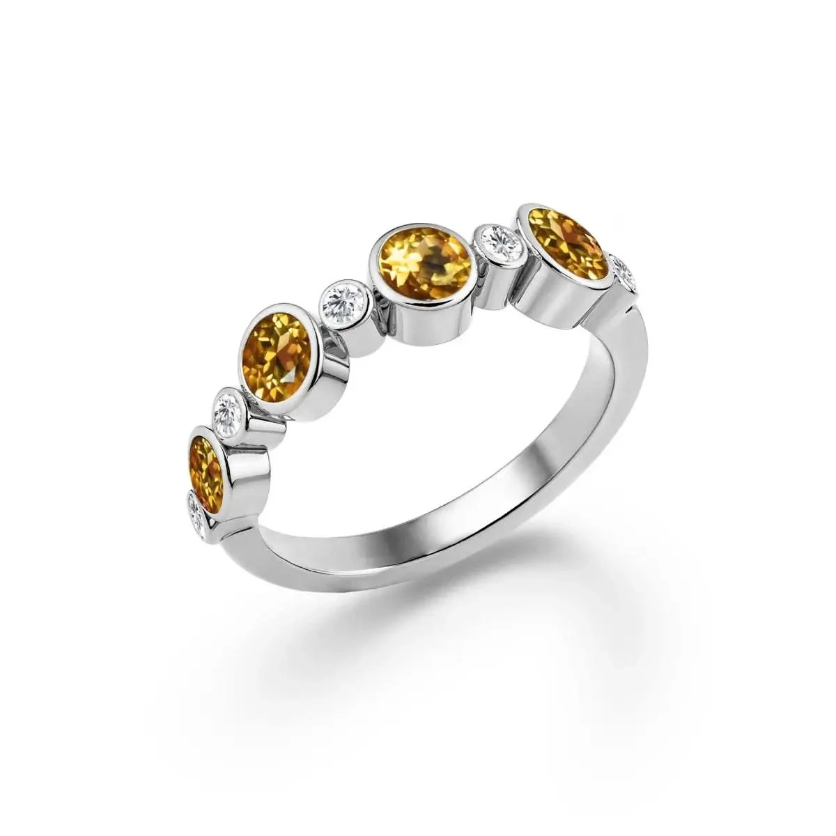 Barrington Citrine Band Ring with Diamonds in 14k Gold (November) - Image 7