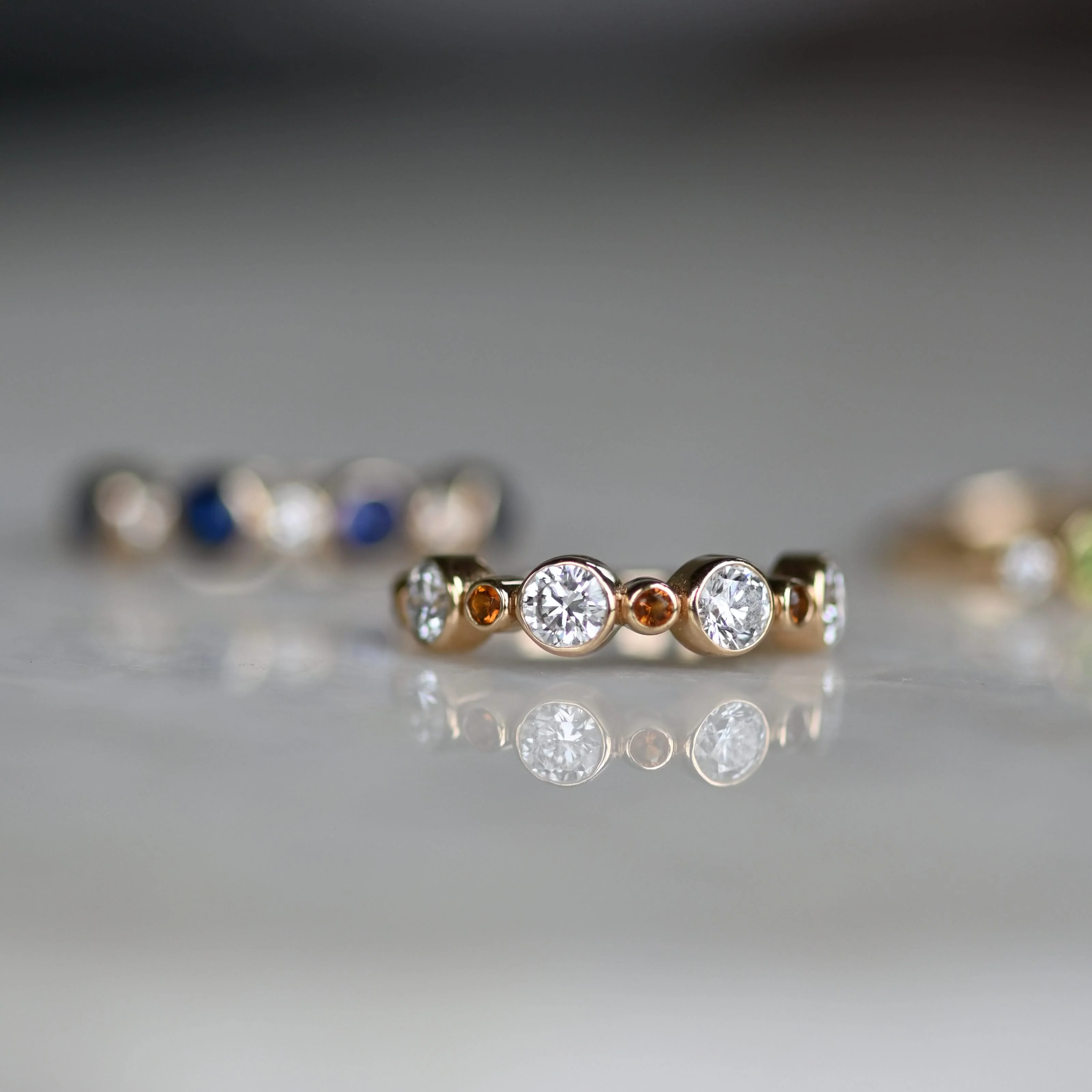 Barrington Diamond Band Ring with Citrines in 14k Gold (November) - Image 10