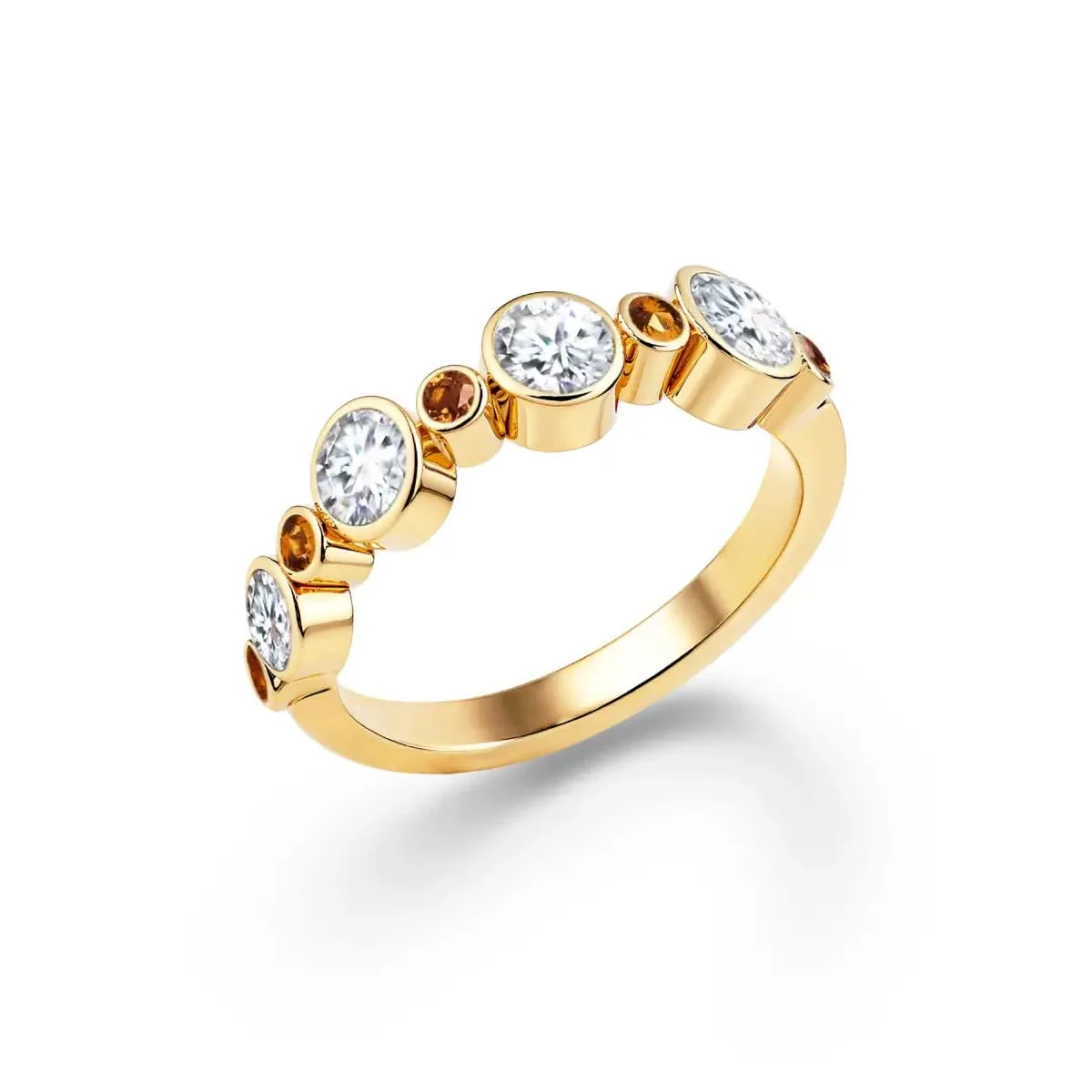 Barrington Diamond Band Ring with Citrines in 14k Gold (November) - Image 4