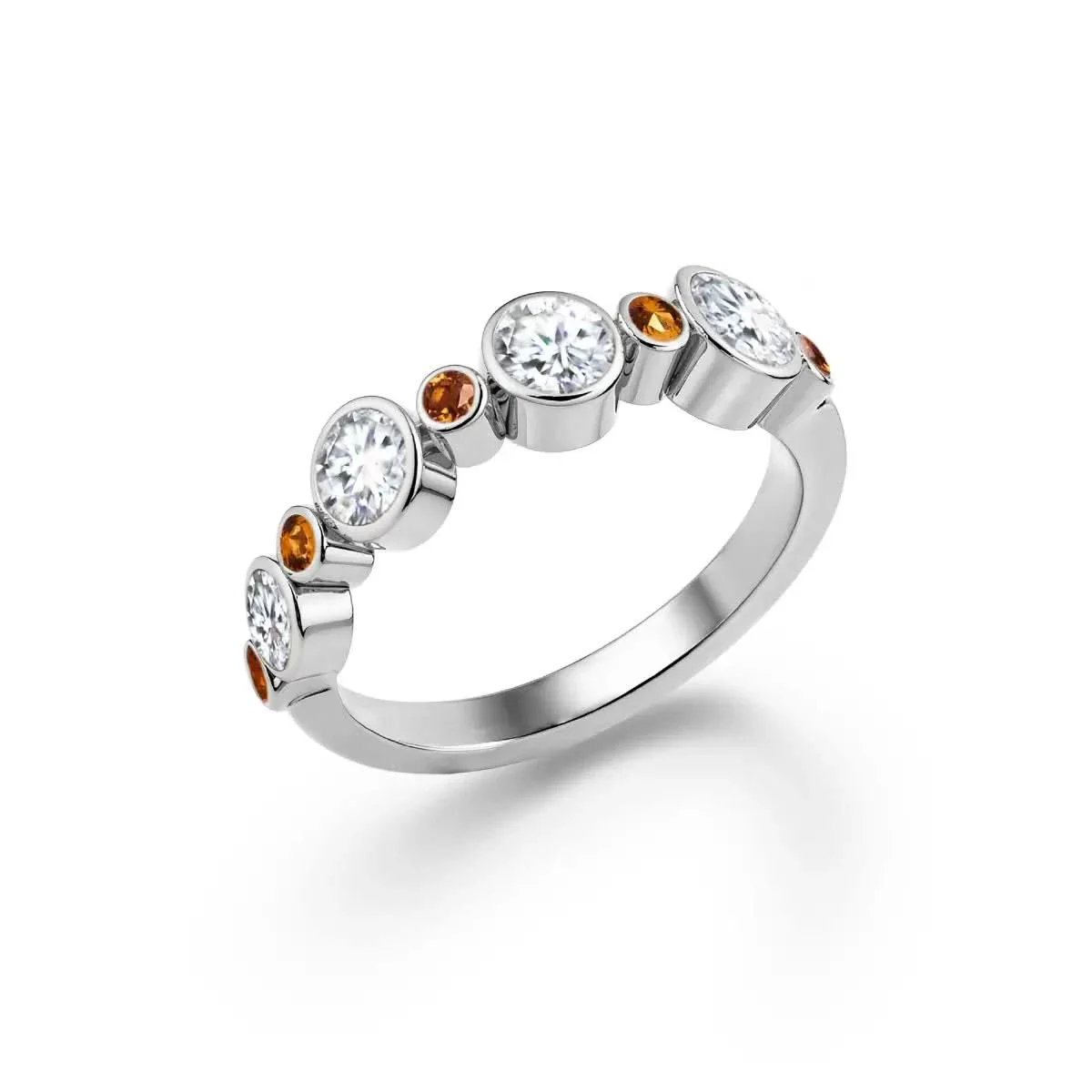 Barrington Diamond Band Ring with Citrines in 14k Gold (November) - Image 9