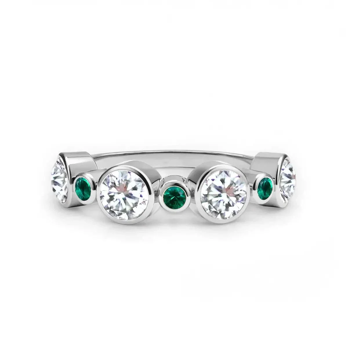 Barrington Diamond Band Ring with Emeralds in 14k Gold (May) - Image 5