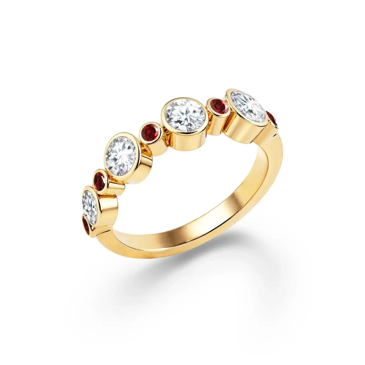 Barrington Diamond Band Ring with Garnets in 14k Gold (January) - Image 4