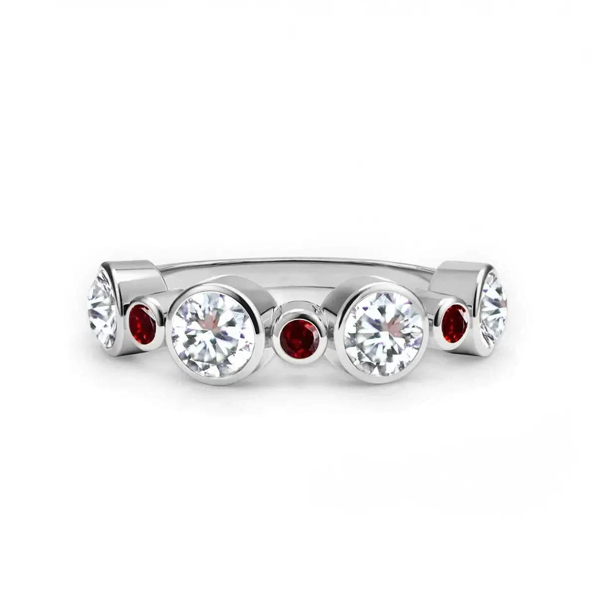 Barrington Diamond Band Ring with Garnets in 14k Gold (January) - Image 5