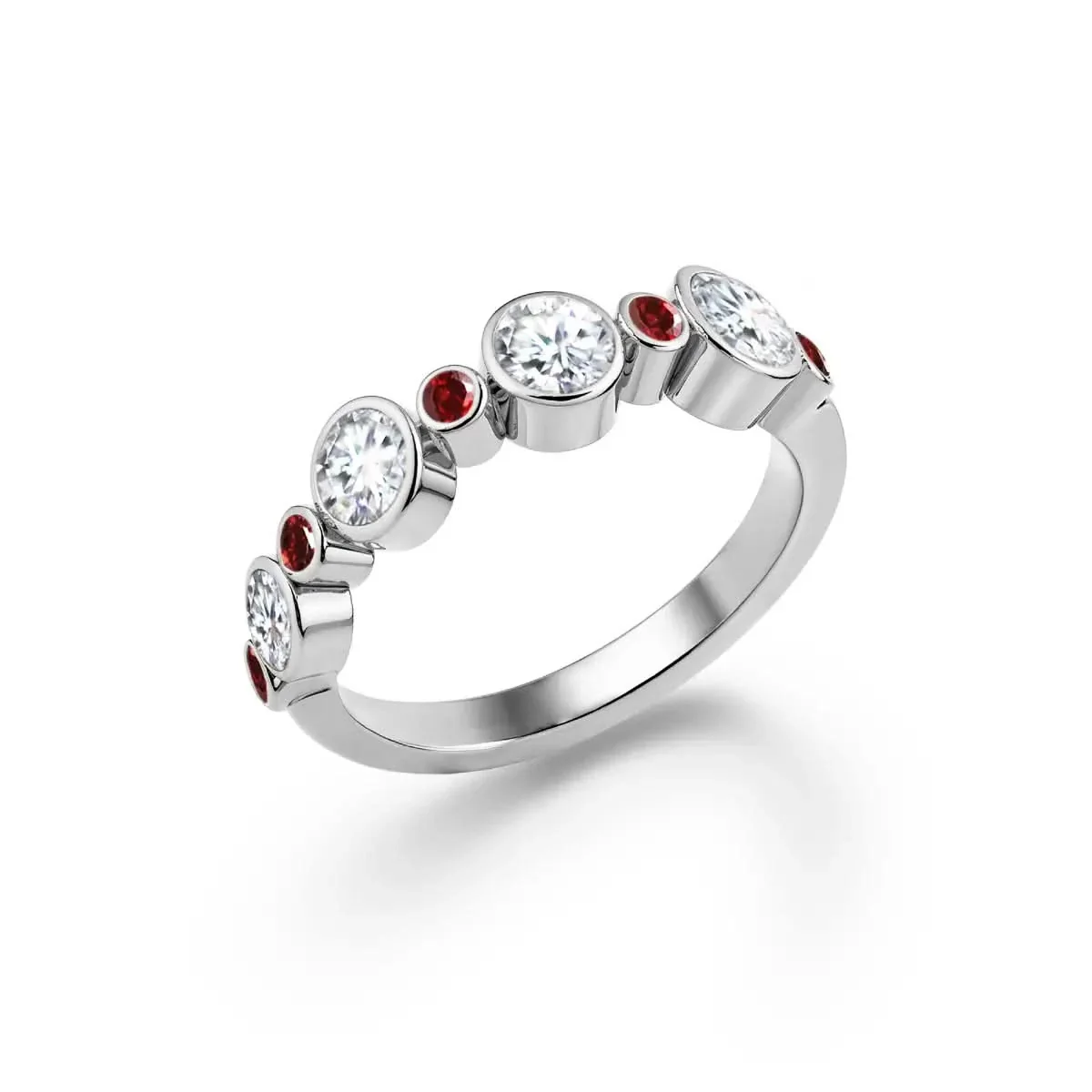 Barrington Diamond Band Ring with Garnets in 14k Gold (January) - Image 7