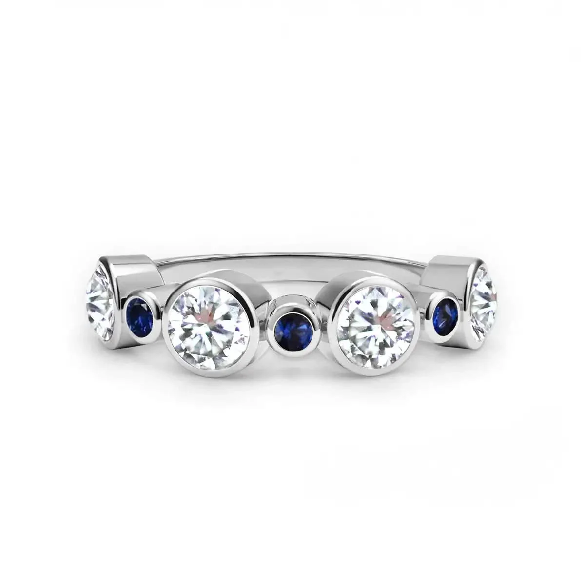 Barrington Diamond Band Ring with Sapphires in 14k Gold (September) - Image 5