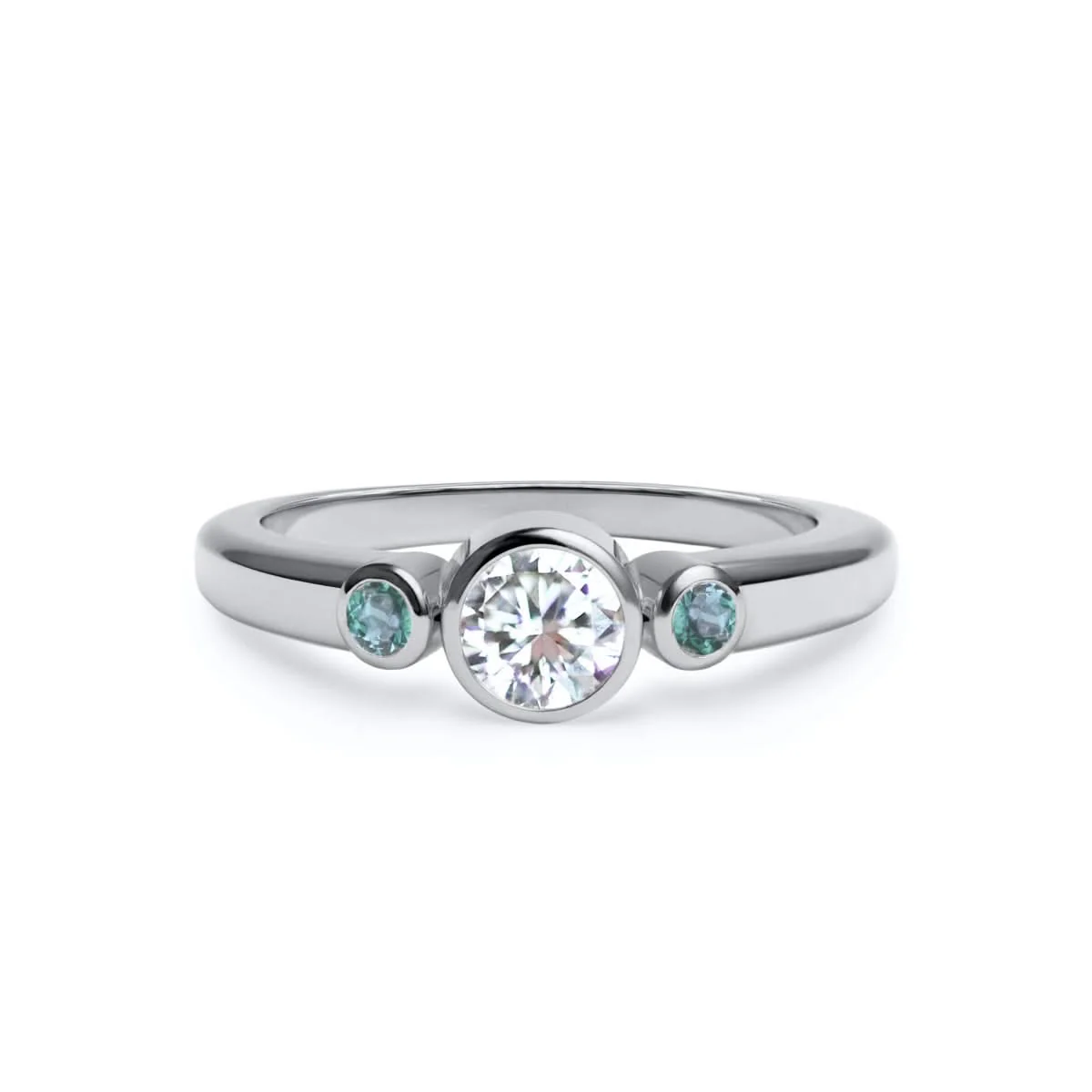 Barrington Diamond Ring with Alexandrite Side Stones in 14k Gold (June) - Image 5