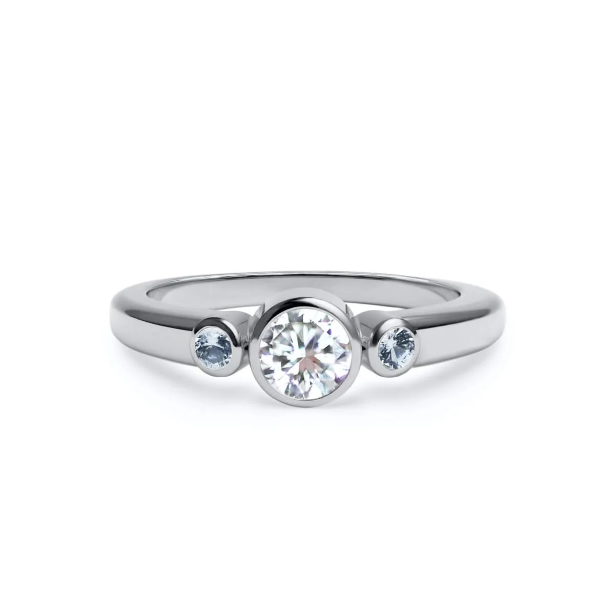 Barrington Diamond Ring with Aquamarine Side Stones in 14k Gold (March) - Image 5