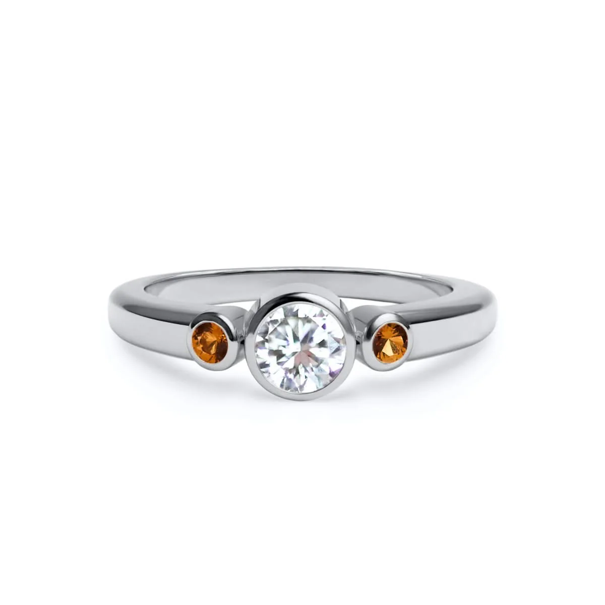 Barrington Diamond Ring with Citrine Side Stones in 14k Gold (November) - Image 5