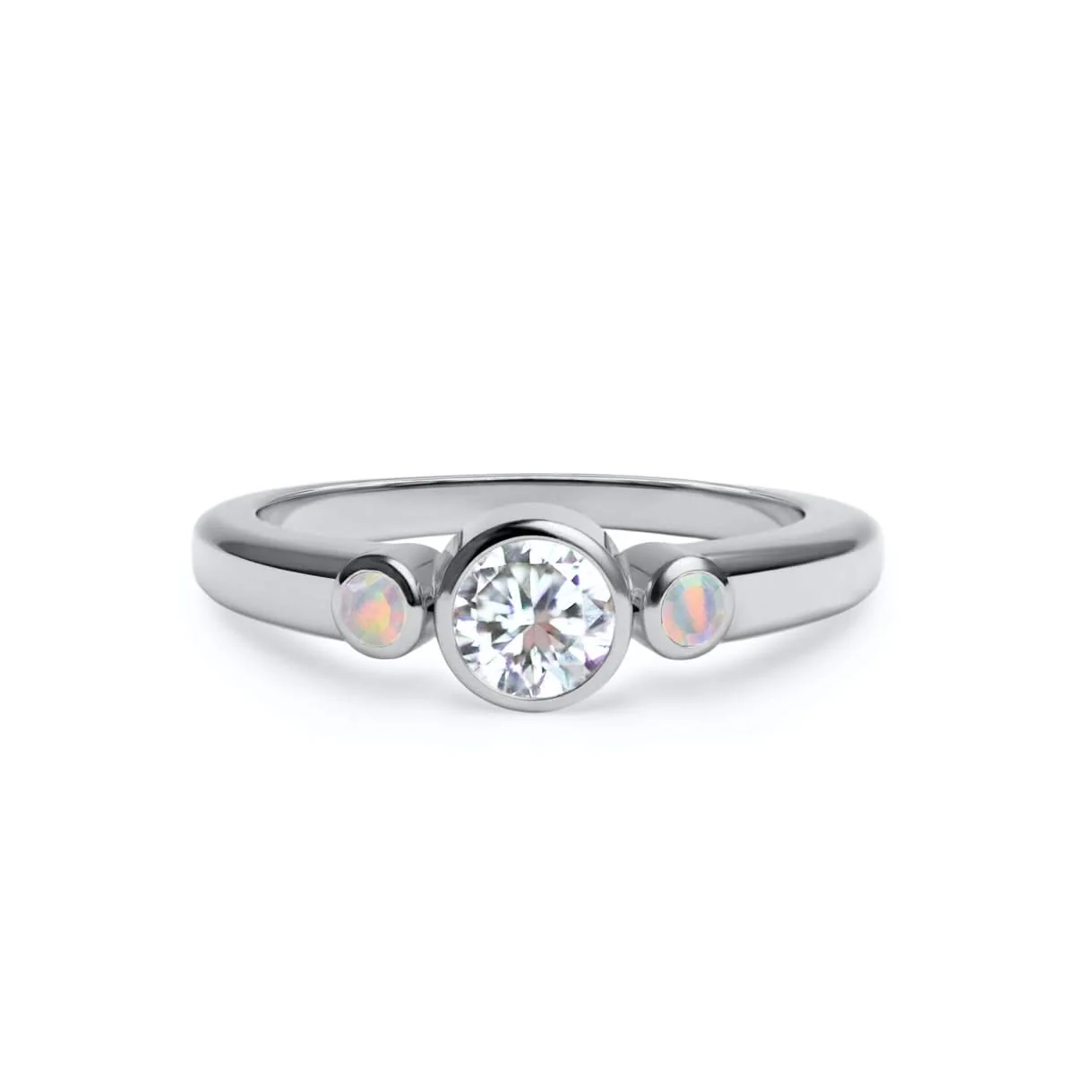 Barrington Diamond Ring with Opal Side Stones in 14k Gold (October) - Image 5