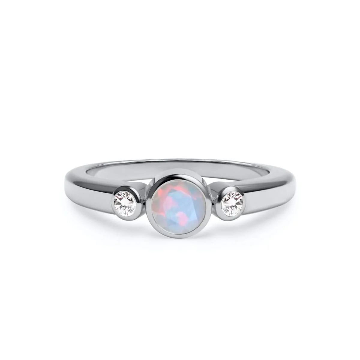 Barrington Opal Ring with Diamond Side Stones in 14k Gold (October) - Image 5