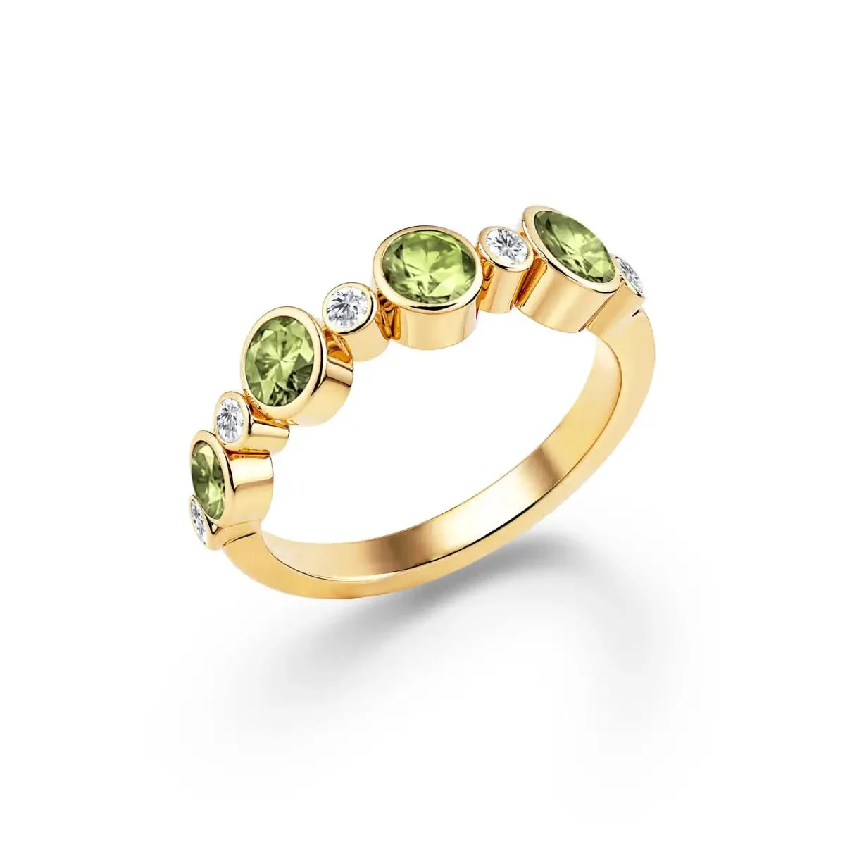 Barrington Peridot Band Ring with Diamonds in 14k Gold (August) - Image 4