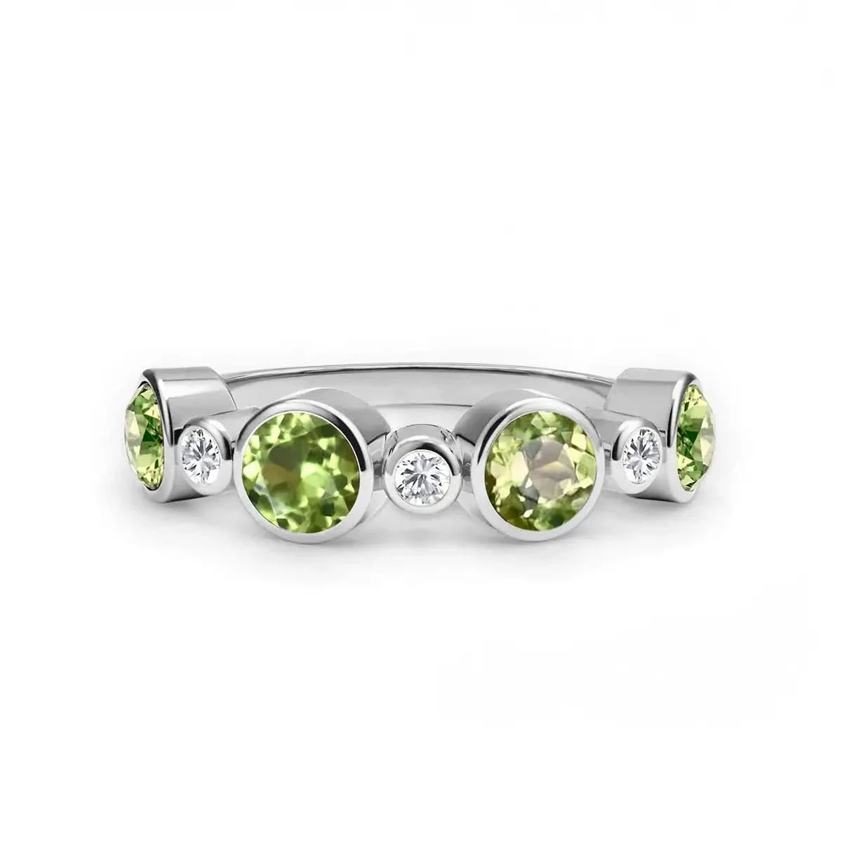 Barrington Peridot Band Ring with Diamonds in 14k Gold (August) - Image 5