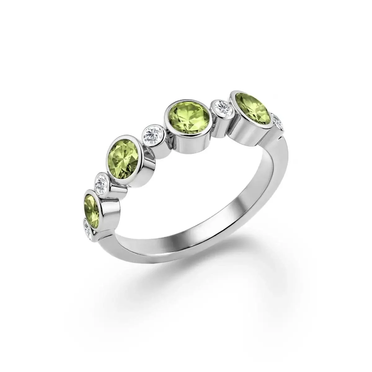 Barrington Peridot Band Ring with Diamonds in 14k Gold (August) - Image 7