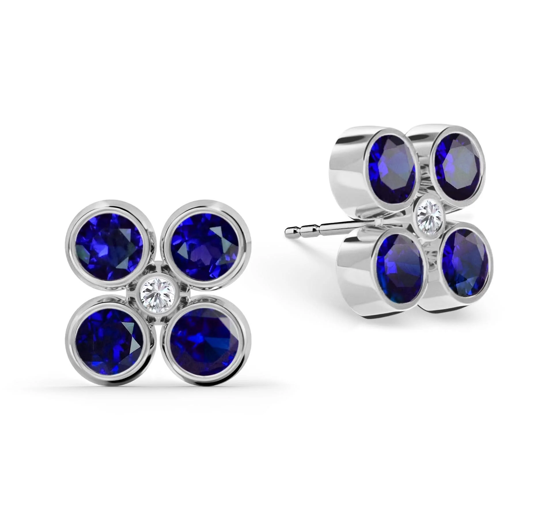 Barrington Quatrefoil Sapphire & Diamond Earrings in 14k Gold (September) - Image 5