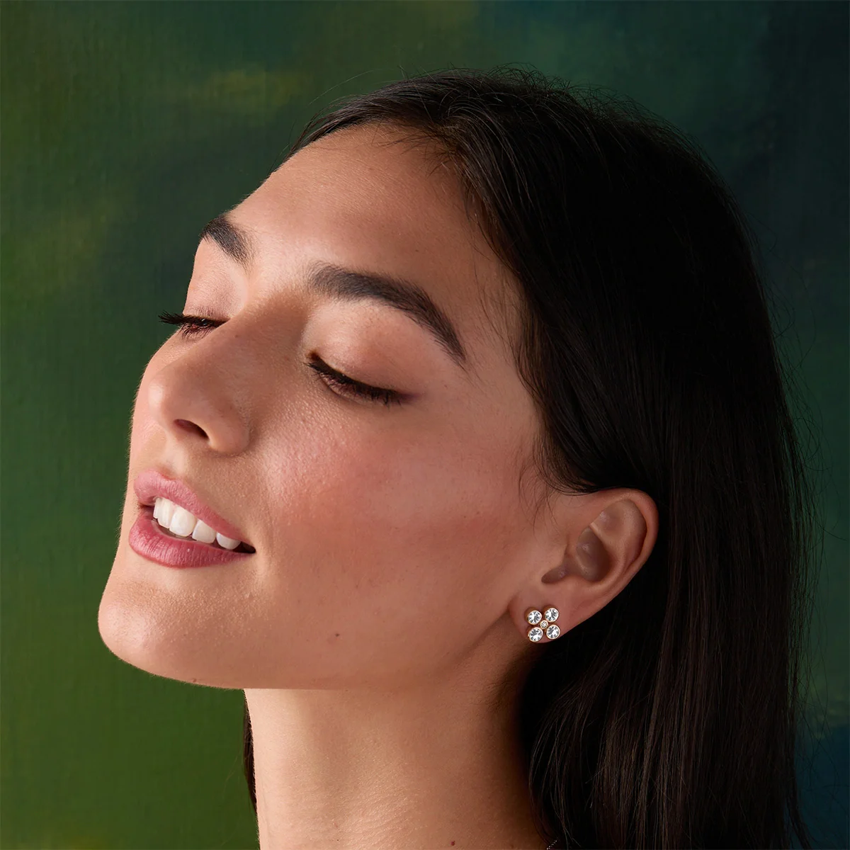 Barrington Quatrefoil White Topaz & Diamond Earrings in 14k Gold (April) - Image 2