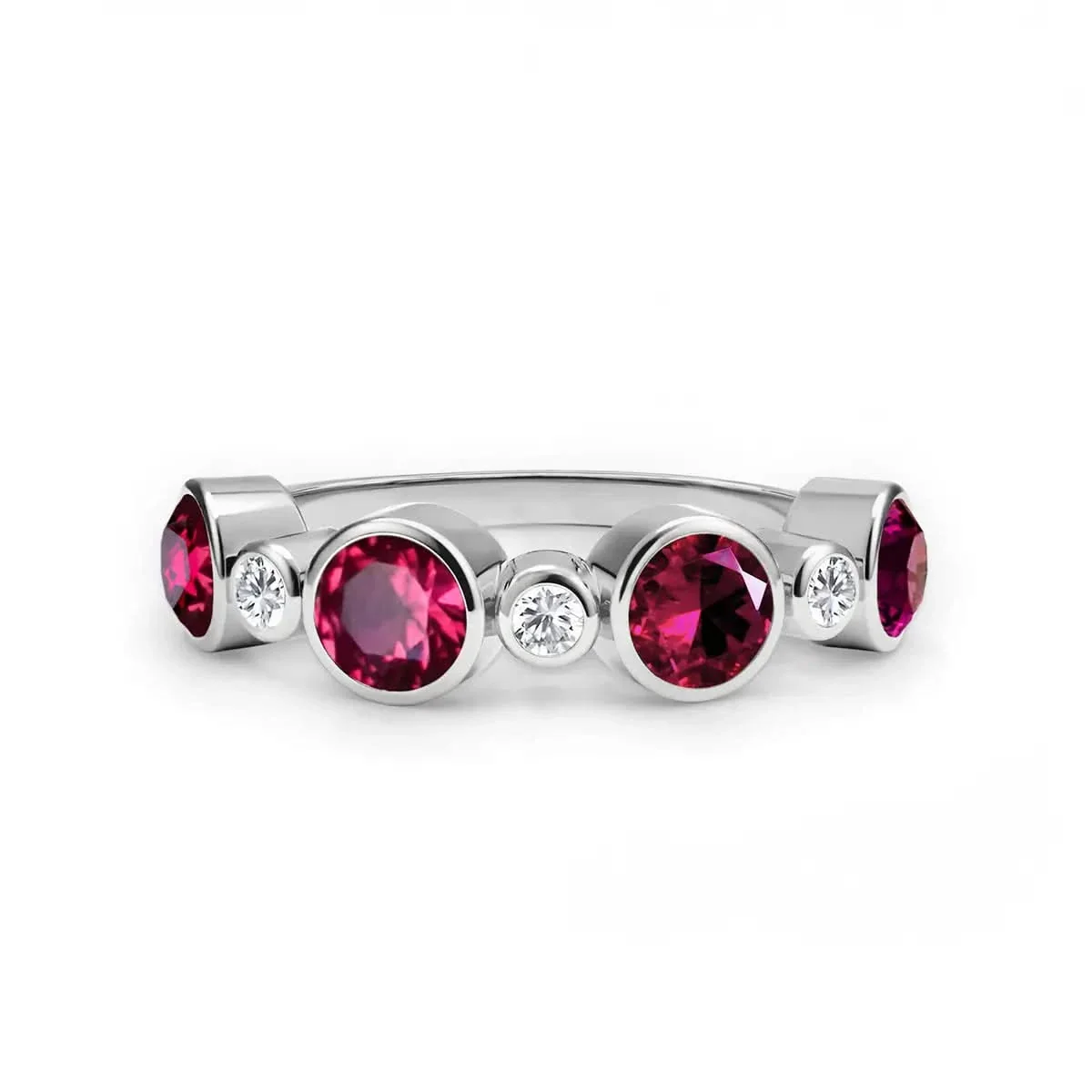 Barrington Ruby Band Ring with Diamonds in 14k Gold (July) - Image 5