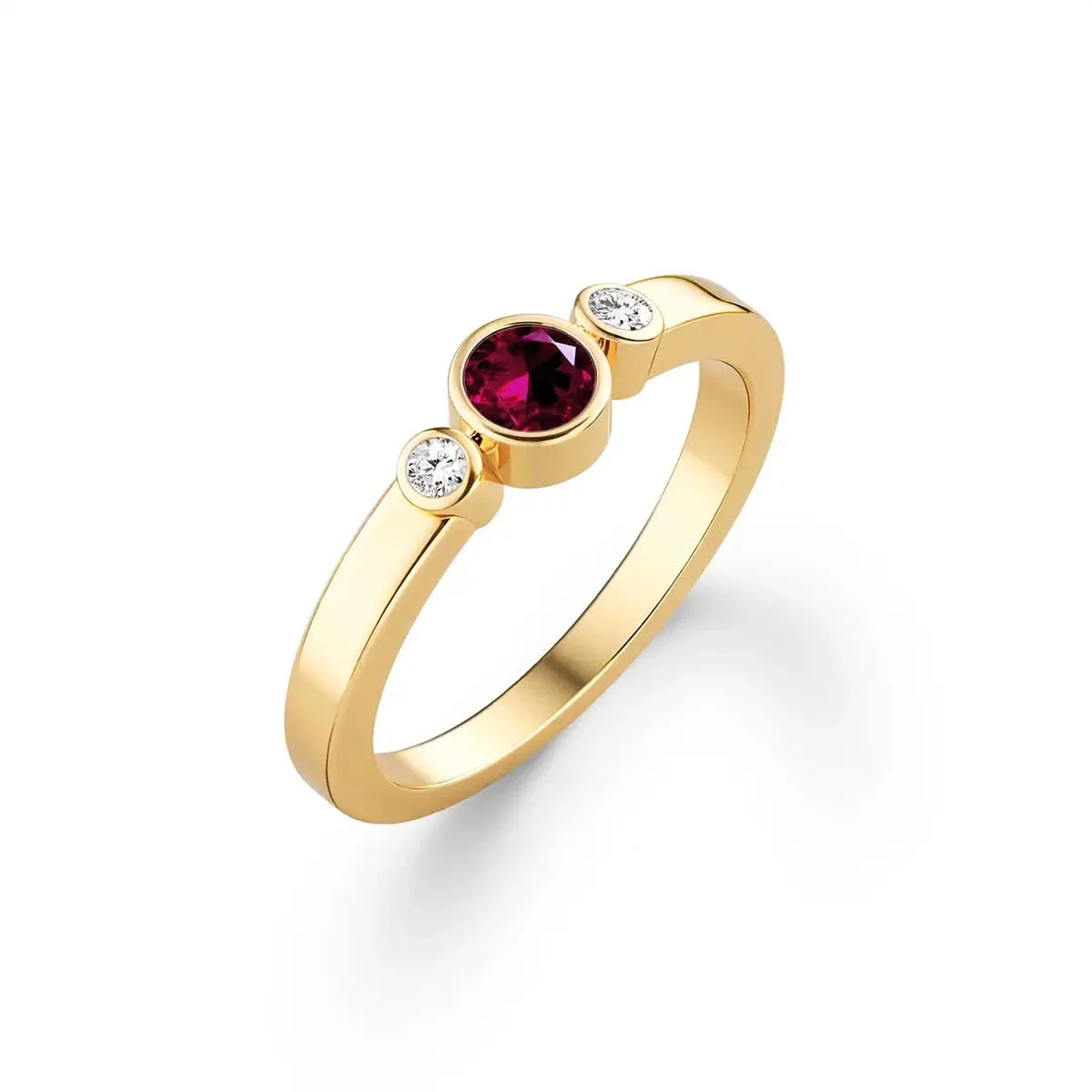 Barrington Ruby Ring with Diamond Side Stones in 14k Gold (July) - Image 4