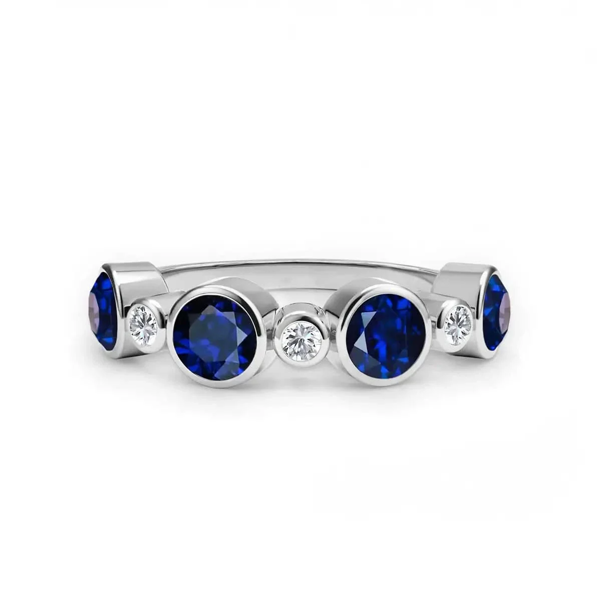 Barrington Sapphire Band Ring with Diamonds in 14k Gold (September) - Image 5