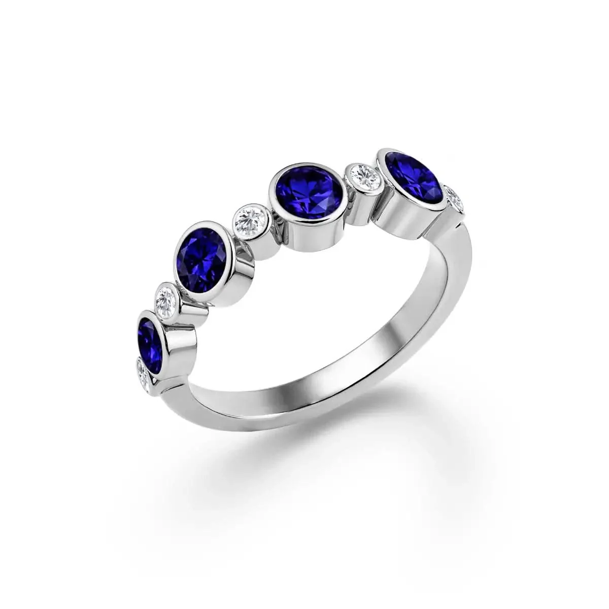 Barrington Sapphire Band Ring with Diamonds in 14k Gold (September) - Image 8