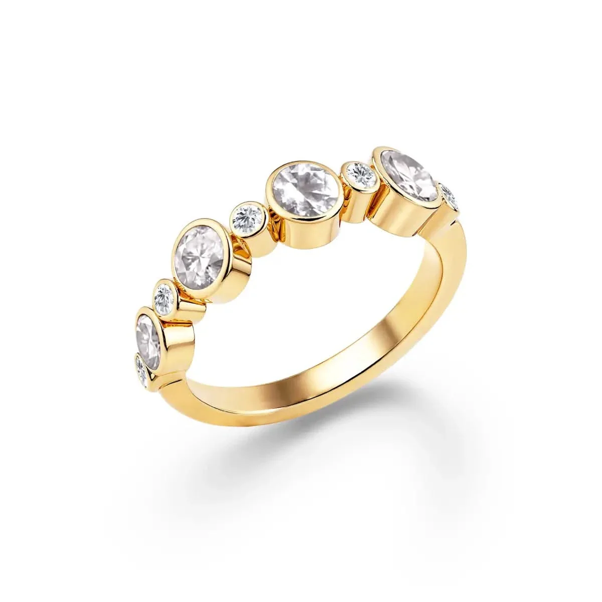 Barrington White Topaz Band Ring with Diamonds in 14k Gold (April) - Image 4