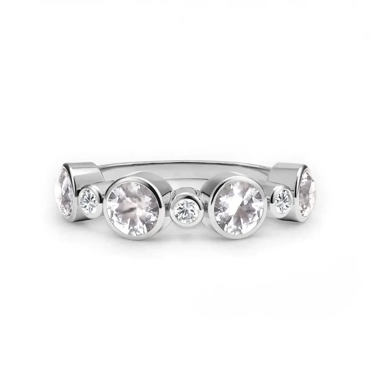Barrington White Topaz Band Ring with Diamonds in 14k Gold (April) - Image 5
