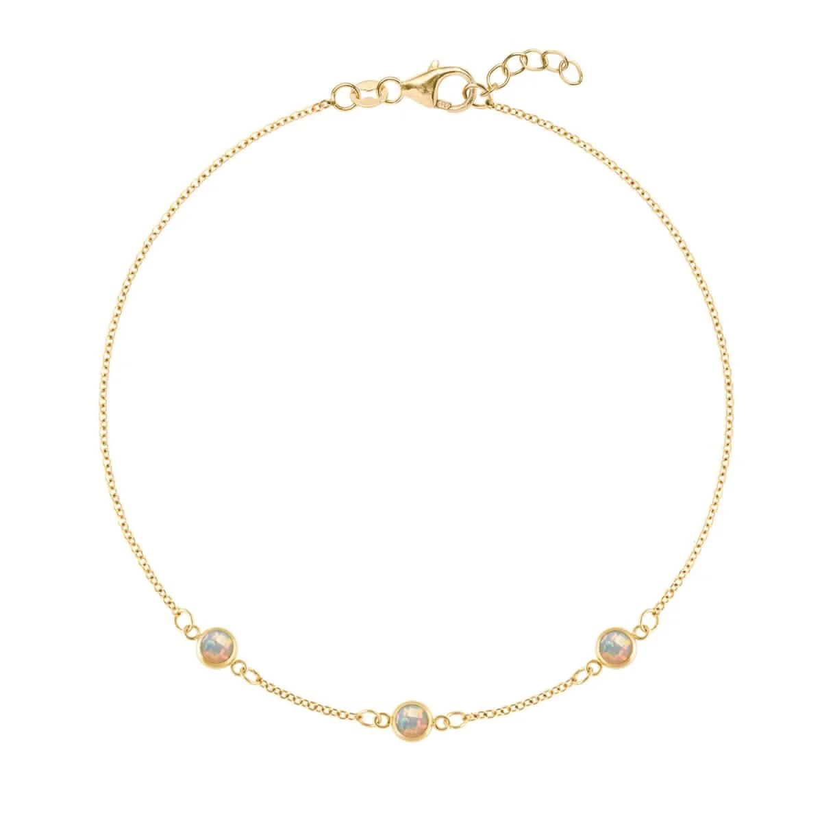 Bayberry 3 Opal Bracelet in 14k Gold (October)