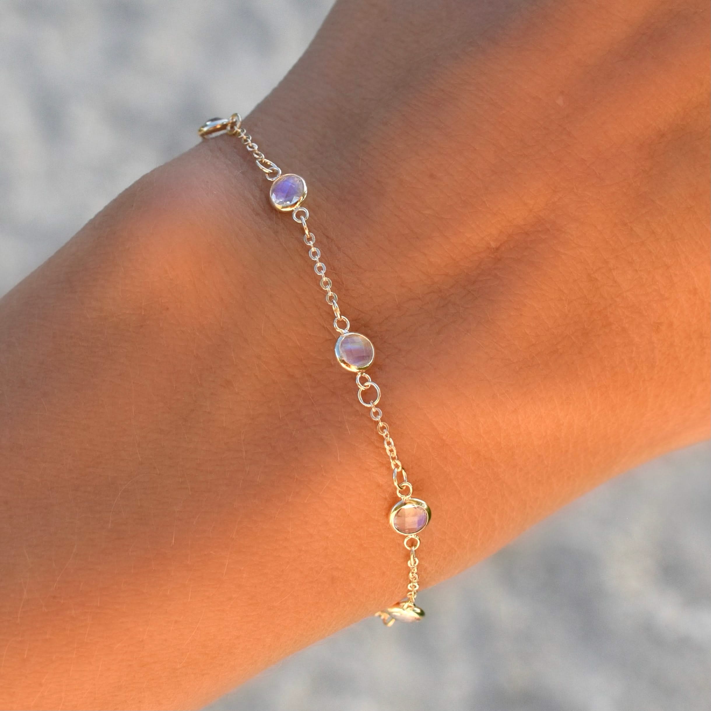 Bayberry 7 Moonstone Bracelet in 14k Gold (June) - Image 11