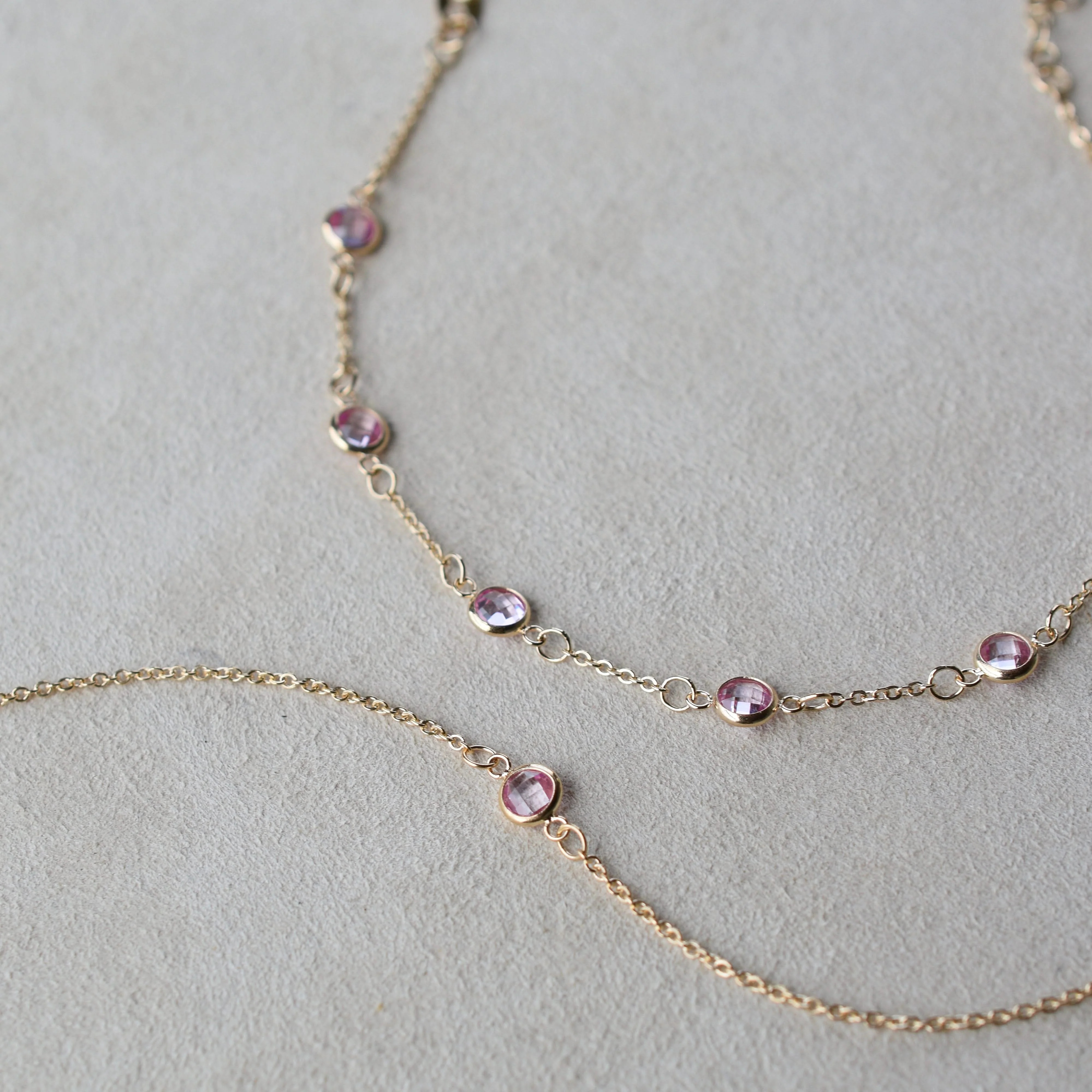 Bayberry 7 Pink Sapphire Bracelet in 14k Gold (October) - Image 8