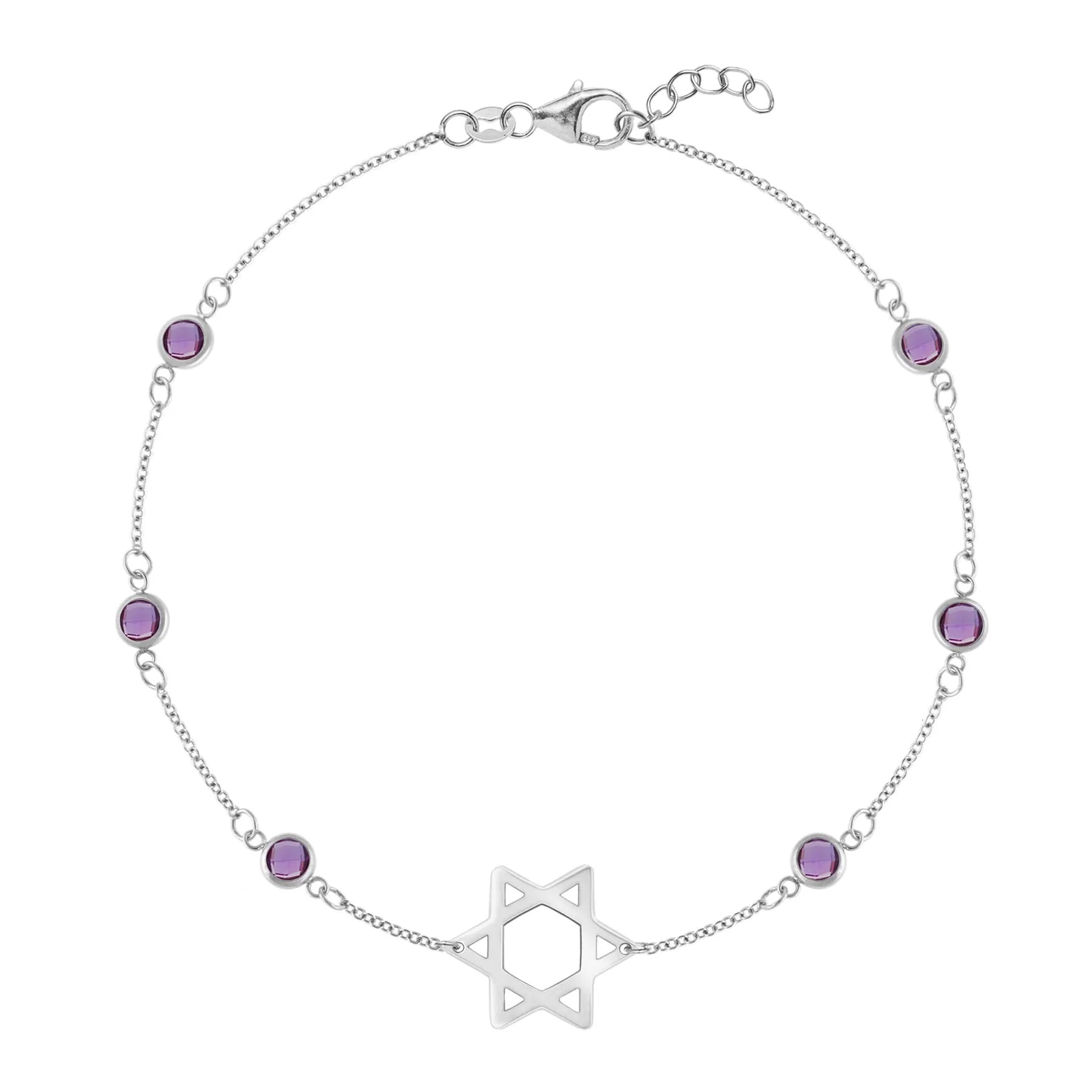 Bayberry Amethyst Star of David Bracelet in 14k Gold (February) - Image 5