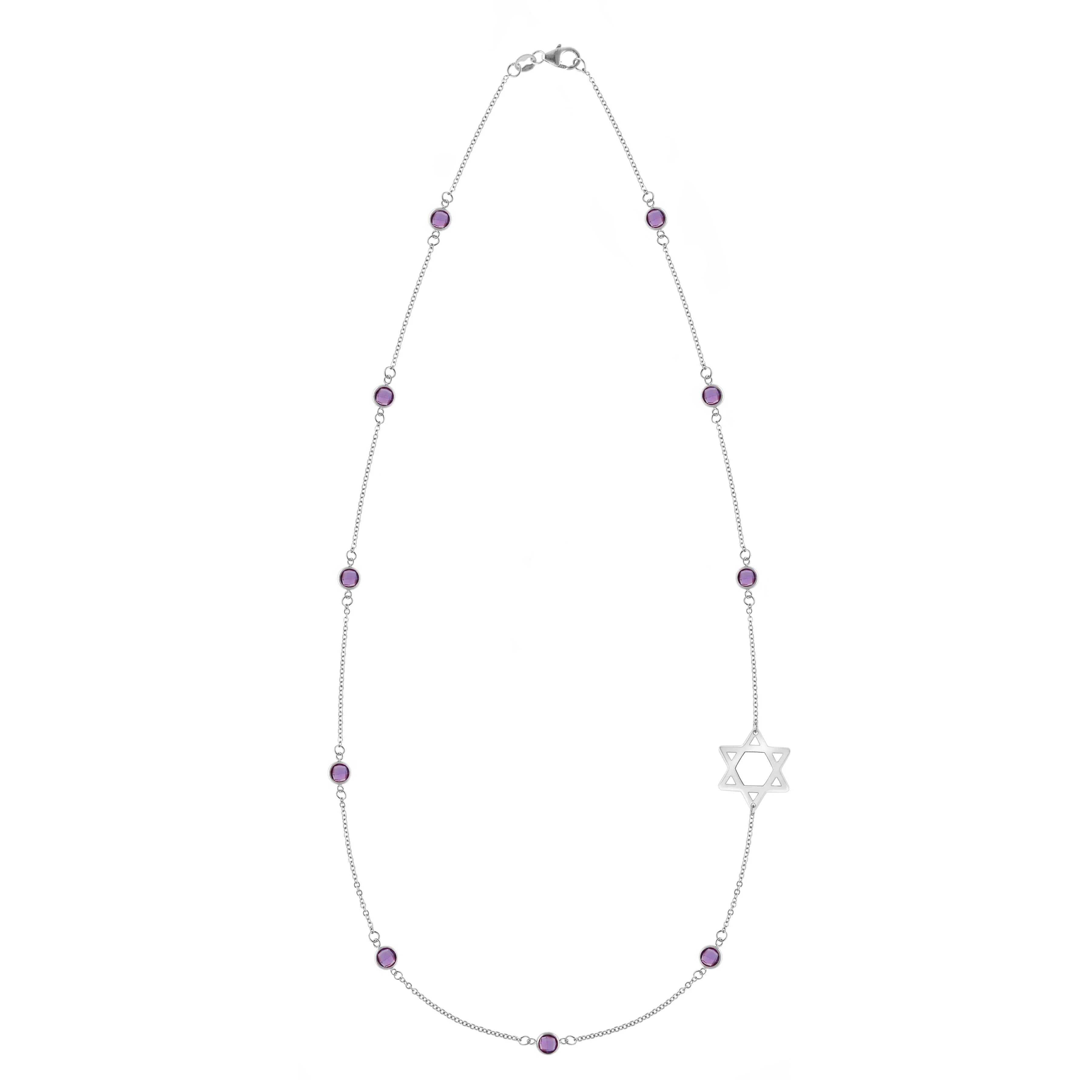 Bayberry Amethyst Star of David Necklace in 14k Gold (February) - Image 5