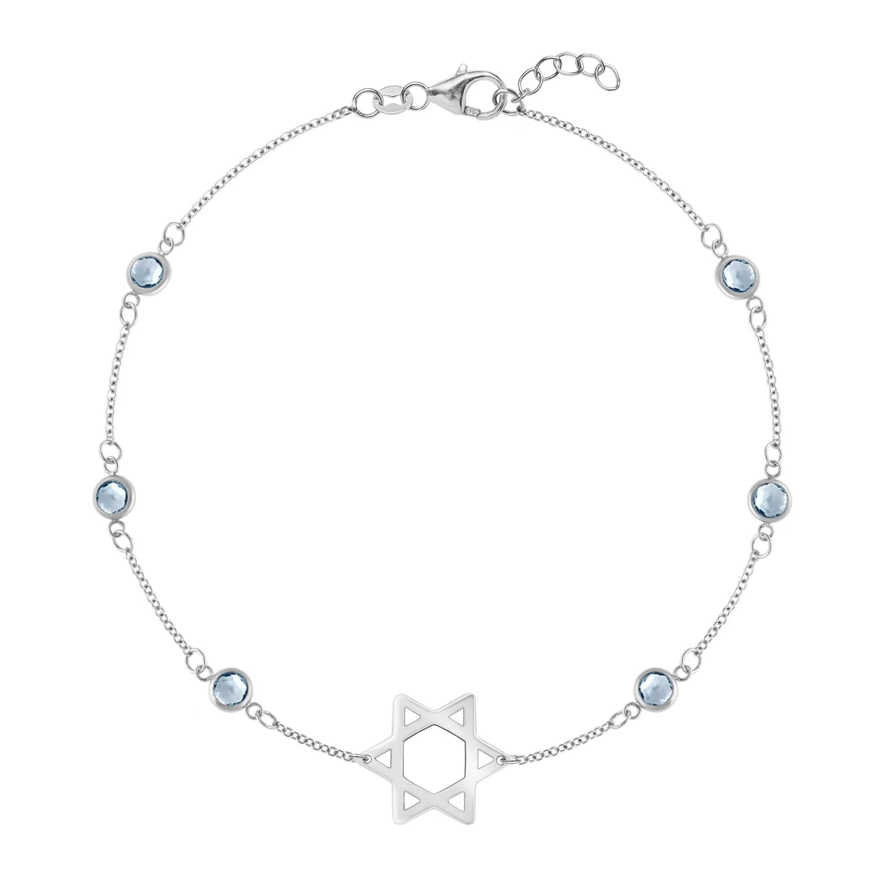 Bayberry Aquamarine Star of David Bracelet in 14k Gold (March) - Image 5