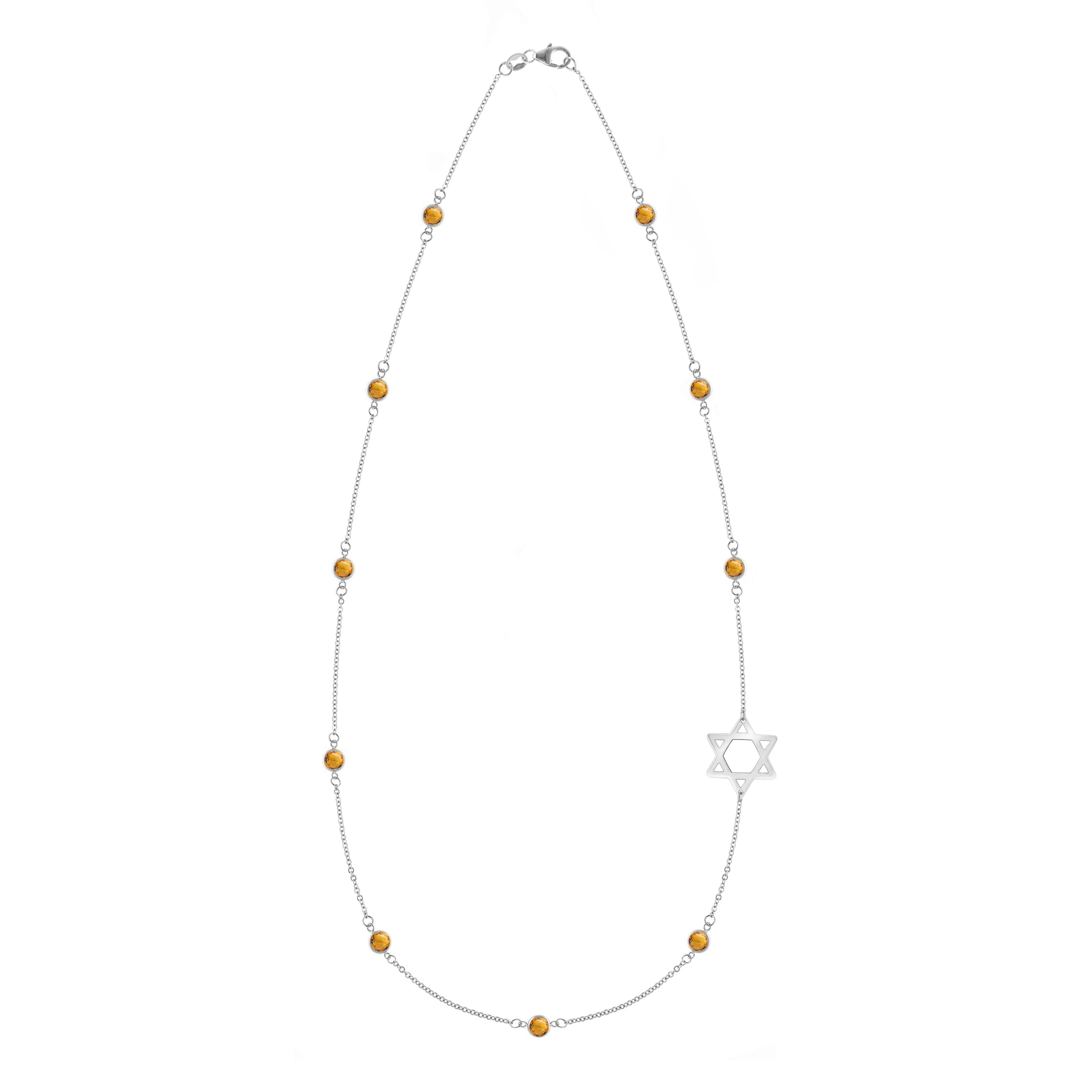Bayberry Citrine Star of David Necklace in 14k Gold (November) - Image 5