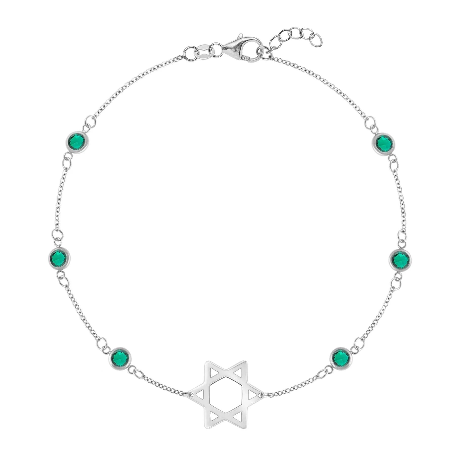 Bayberry Emerald Star of David Bracelet in 14k Gold (May) - Image 5