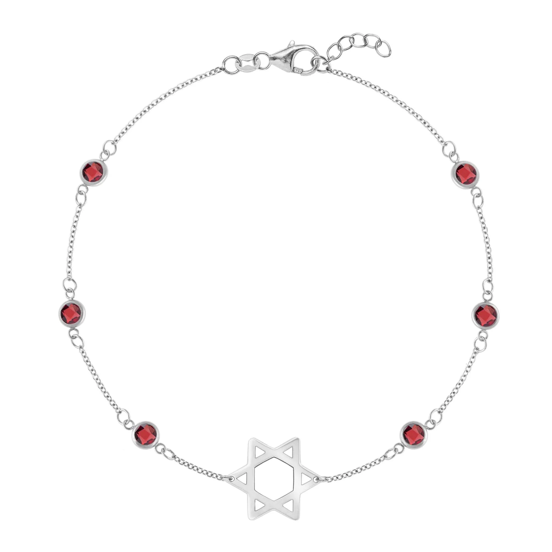 Bayberry Garnet Star of David Bracelet in 14k Gold (January) - Image 5