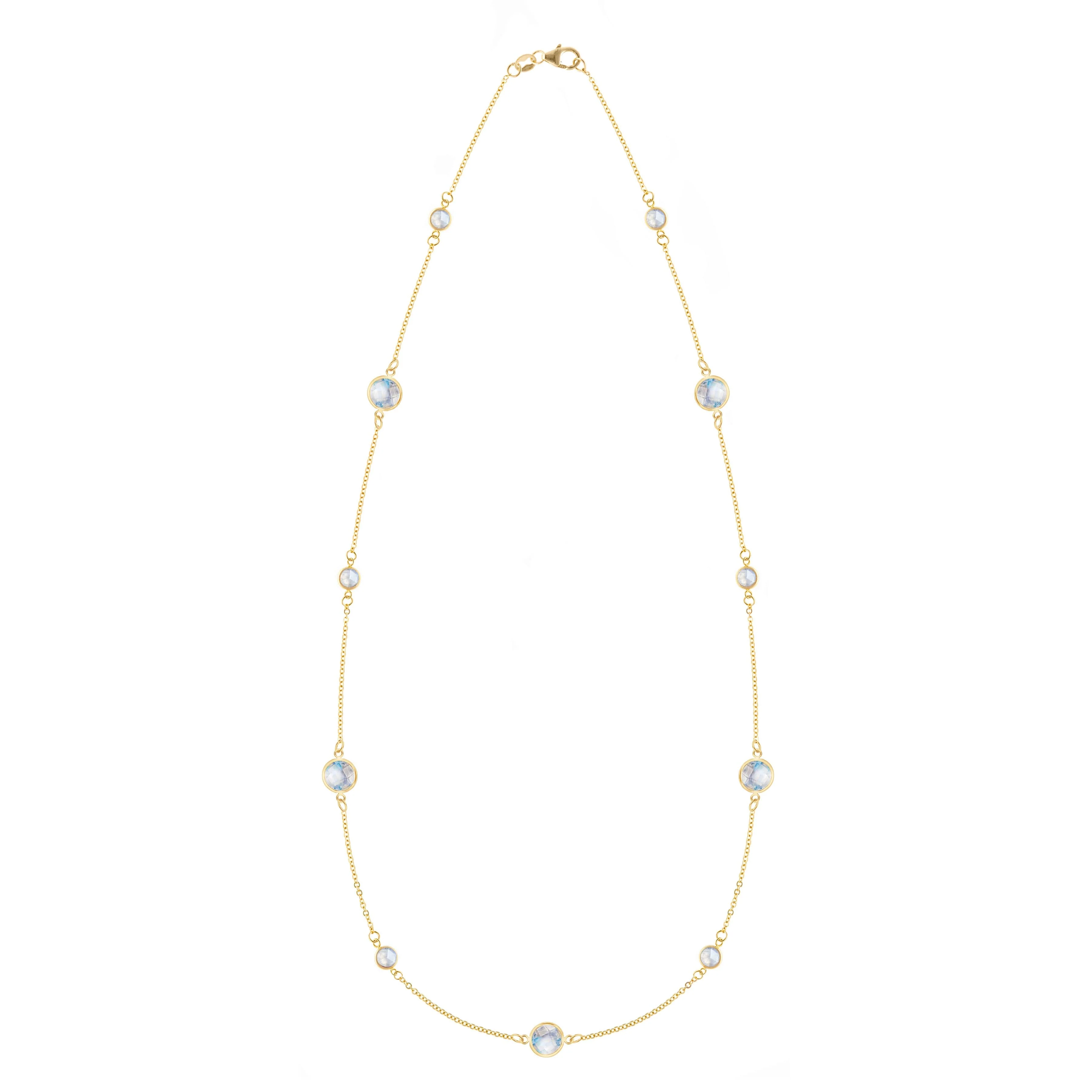 Bayberry Grand & Petite 11 Moonstone Necklace in 14k Gold (June)