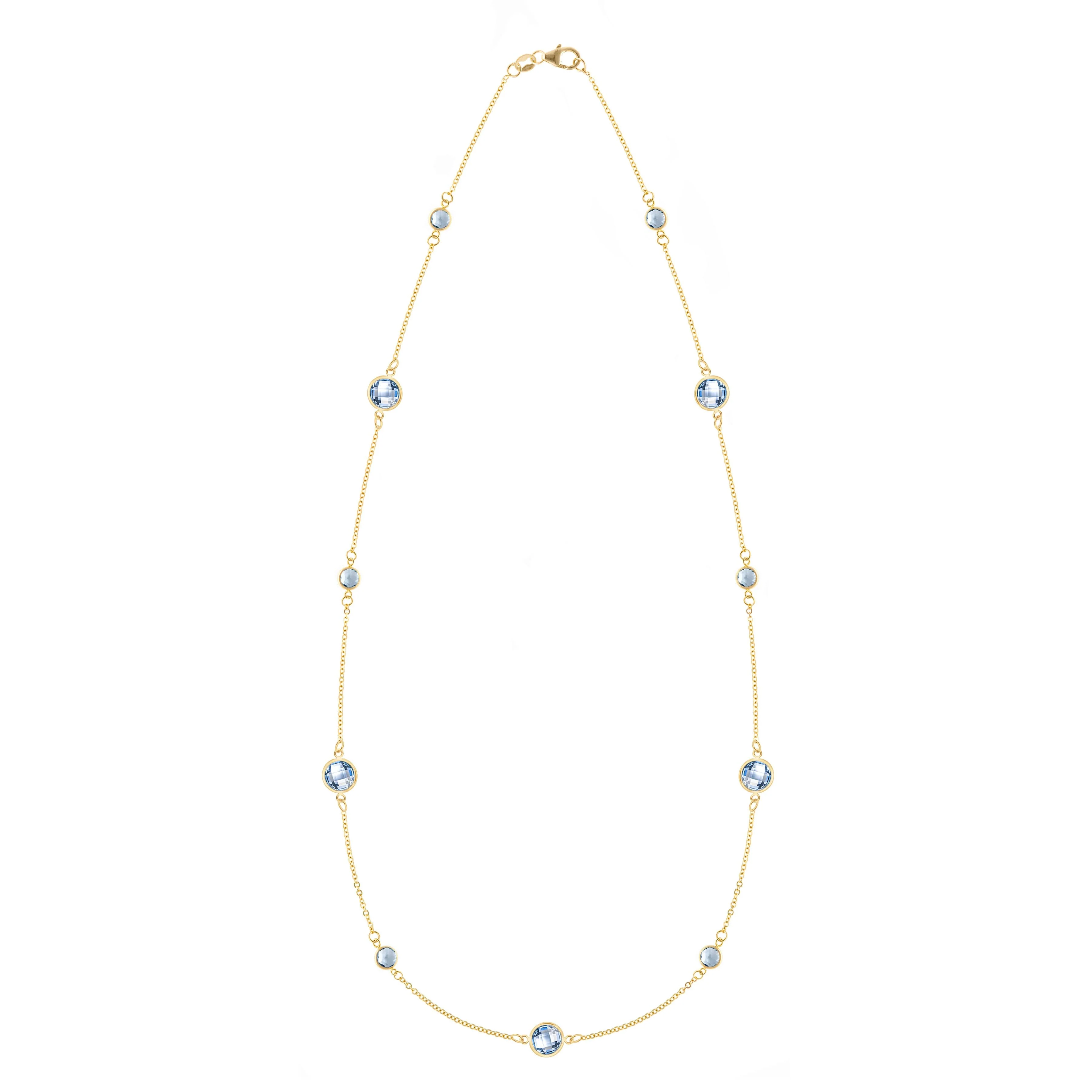 Bayberry Grand & Petite 11 Aquamarine Necklace in 14k Gold (March)