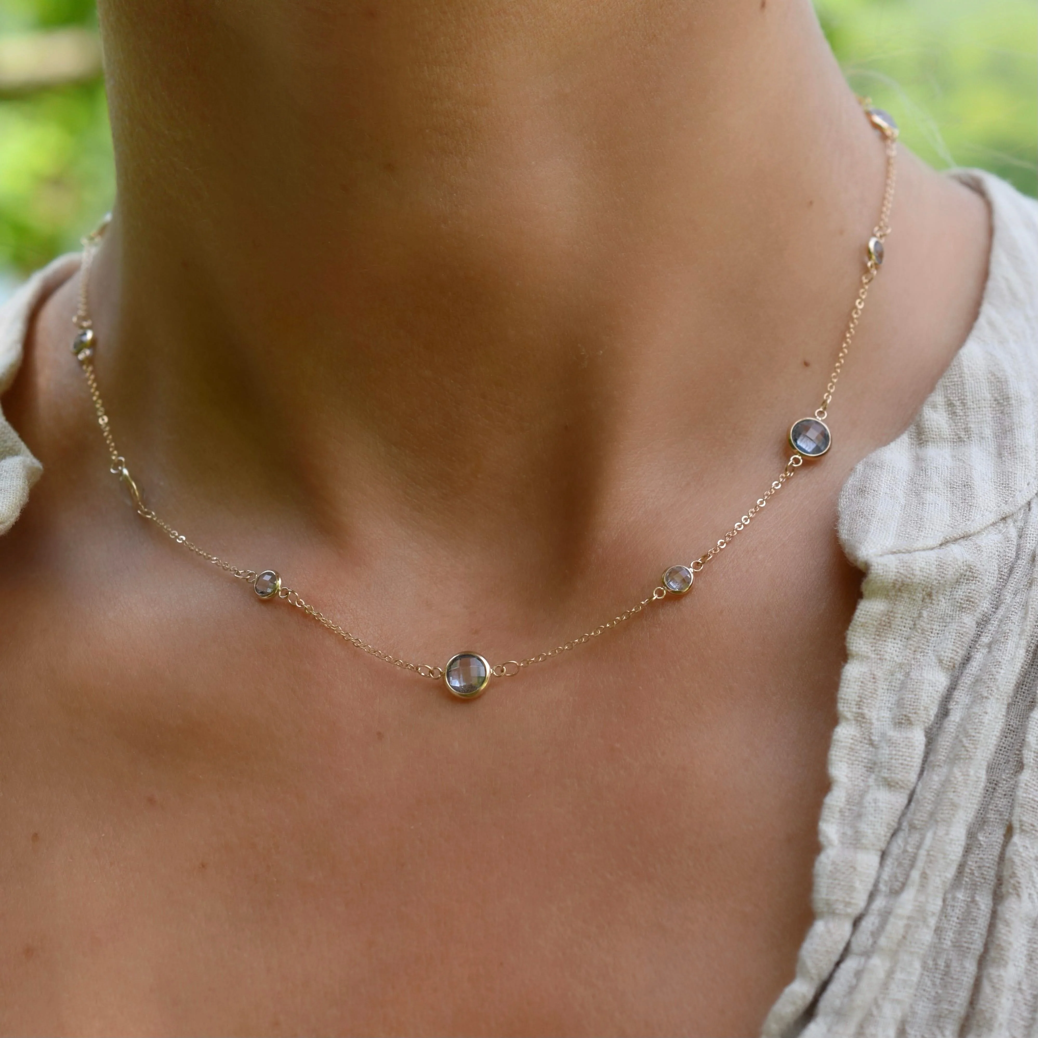 Bayberry Grand & Petite 11 Aquamarine Necklace in 14k Gold (March) - Image 3