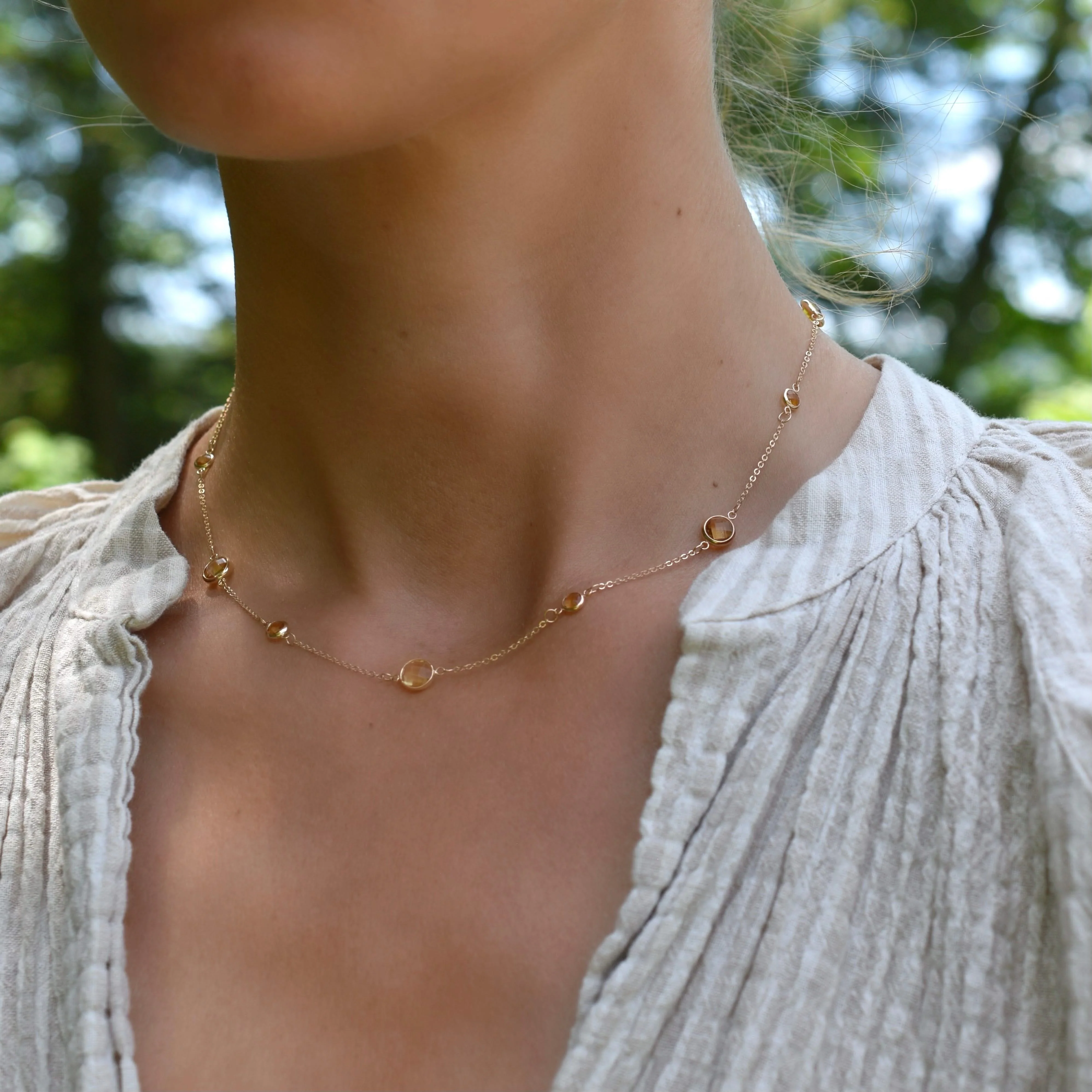 Bayberry Grand & Petite 11 Citrine Necklace in 14k Gold (November) - Image 2