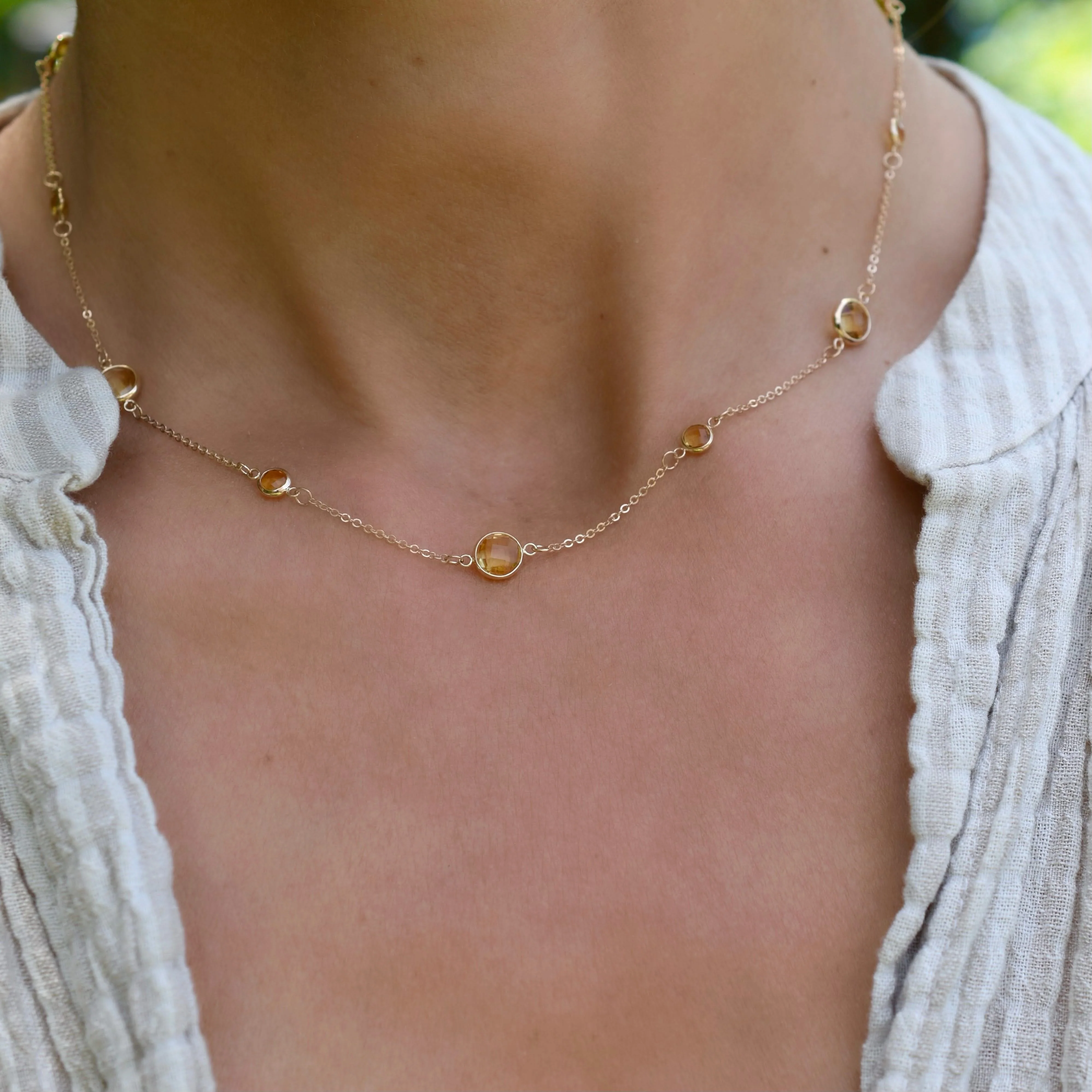 Bayberry Grand & Petite 11 Citrine Necklace in 14k Gold (November) - Image 3