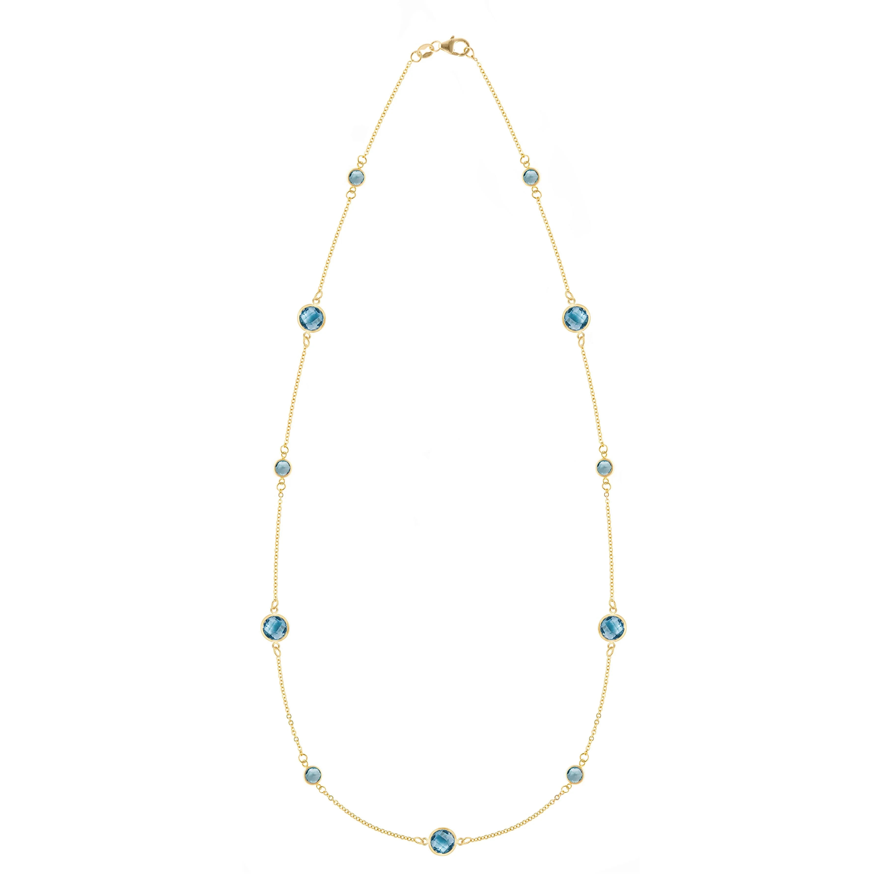 Bayberry Grand & Petite 11 Nantucket Blue Topaz Necklace in 14k Gold (December)