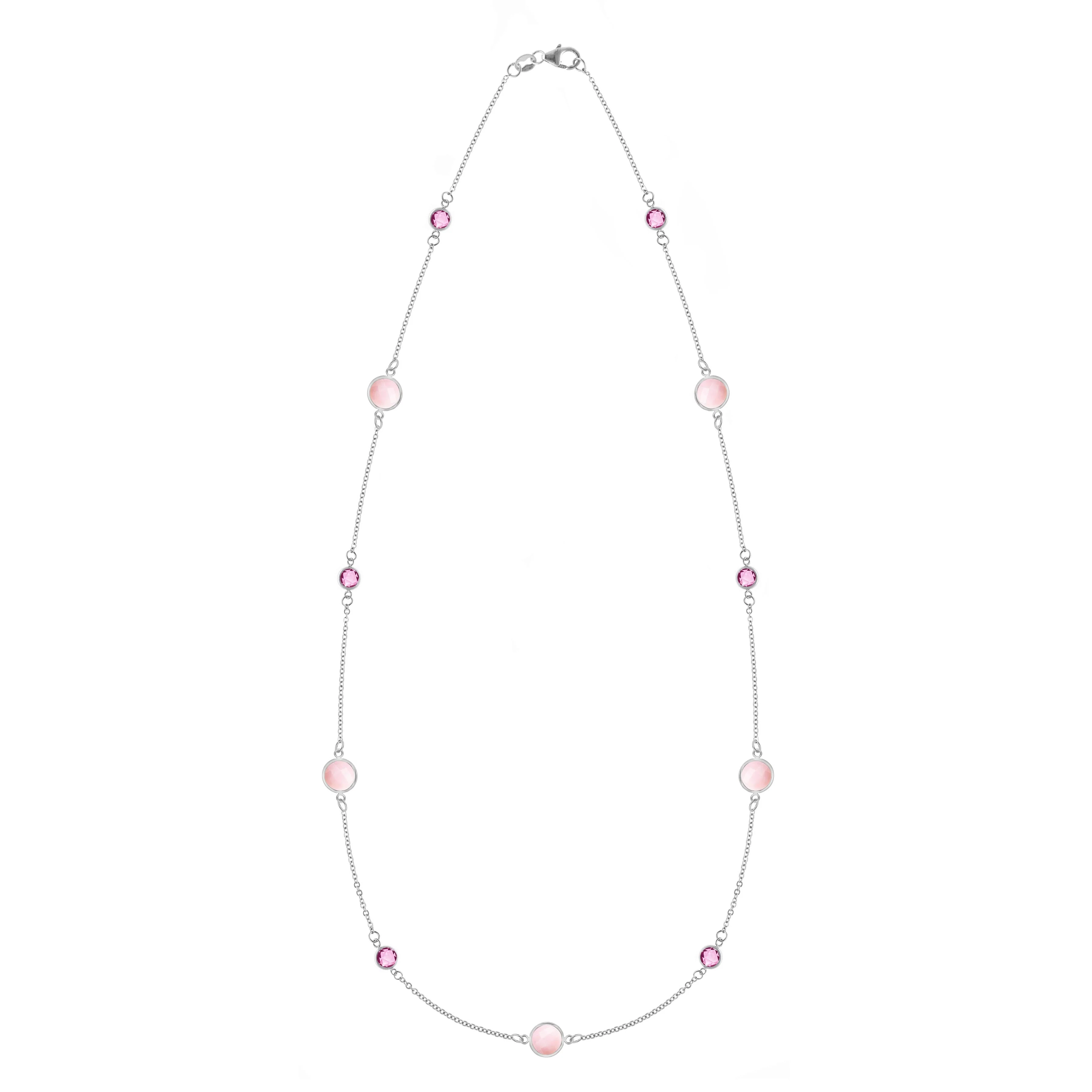 Bayberry Grand & Petite 11 Pink Opal & Pink Sapphire Necklace in 14k Gold (October) - Image 5