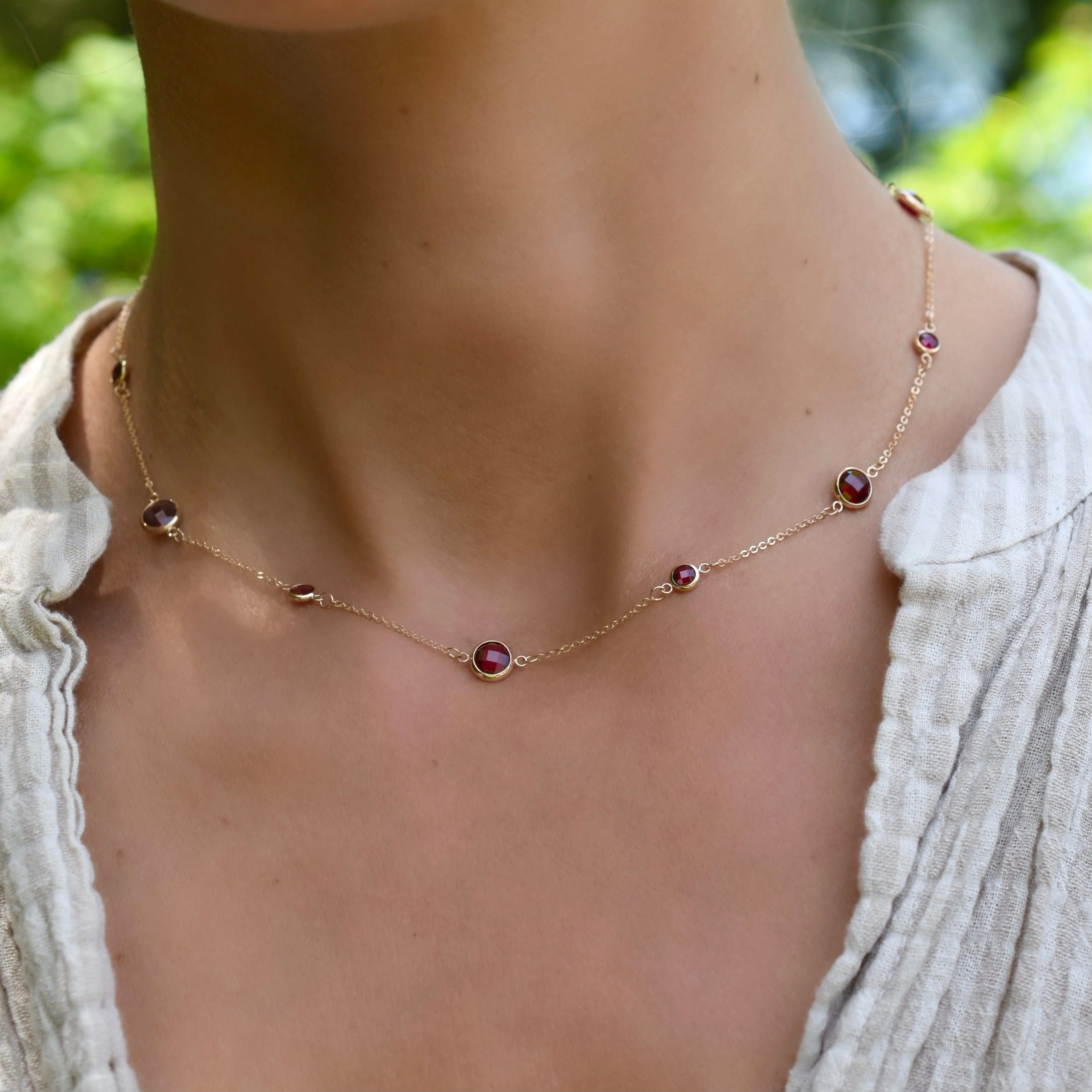 Bayberry Grand & Petite 11 Ruby Necklace in 14k Gold (July) - Image 3